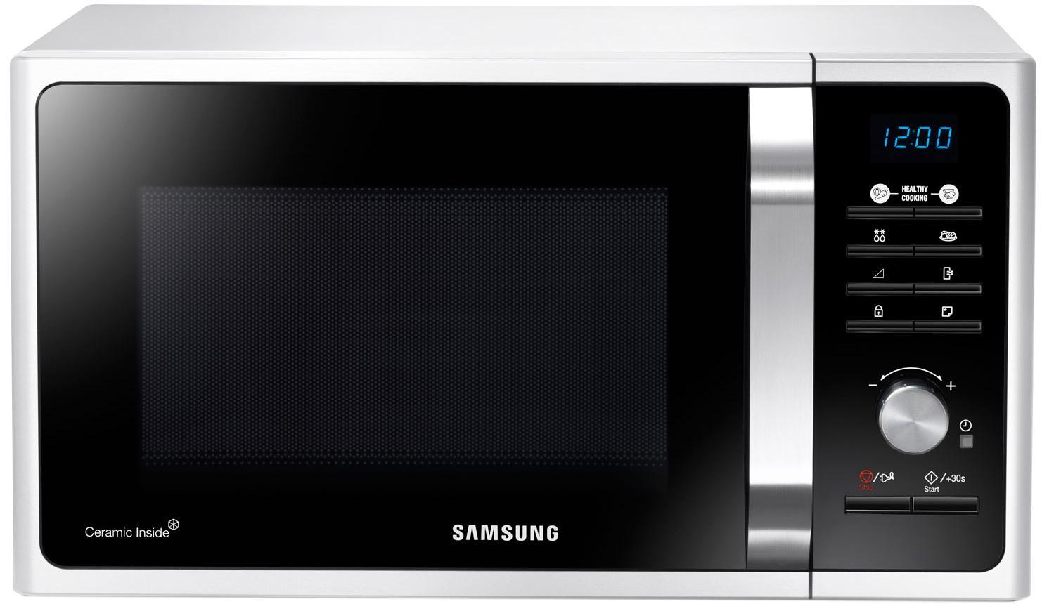 Samsung MG23F301TAW/BW СВЧ-печьMG23F301TAW/BW Samsung MG23F301TAW/BW СВЧ-печьMG23F301TAW/BWПреобразите свою кухню, установив стильную микроволновую печьF300G с черной глянцевой передней панелью, обрамленной тонкойизящной рамкой, дизайн которой дополняют ручка в тон рамки,нежно-голубой дисплей и серебристый переключатель режимов. Замените едубыстрого приготовления питательными домашними блюдами,приготовленными с помощью микроволновой печи Samsung F300G. 20 программприготовления позволяют за считанные минуты подать на стол блюда изсвежих продуктов. Внутреннюю керамическую поверхность микроволновойпечи F300G легко чистить, невозможно поцарапать, и она не тускнеетсо временем. Антибактериальное покрытие, устойчивое к появлениюцарапин, прослужит вам долгие годы. Режим ECO в новоймикроволновой печи Samsung F300G обеспечивает низкий уровеньэнергопотребления в режиме ожидания, что позволяет сэкономить на счетах заэлектроэнергию.