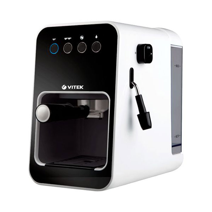 Vitek VT-1504(BW) кофеваркаVT-1504(BW) Vitek VT-1504(BW) кофеваркаVT-1504(BW)Свежесваренный ароматный кофе – прекрасное начало любого дня! При помощи кофеварки VT-1504 сварить любимый напиток вы можете за несколько минут. Кофе-эспрессо, кофе-капучино – все это получится легко и быстро с данной моделью. Использование кофеварки максимально простое. Вам необходимо лишь засыпать молотый кофе, налить воды и молока по необходимости в специальные емкости и выбрать соответствующий режим приготовления. Одновременно вы можете приготовить одну или несколько чашечек кофе. Кофеварка отличается удобством в уходе. Лоток для сбора капель легко снимается и для его мытья достаточно лишь несколько секунд!