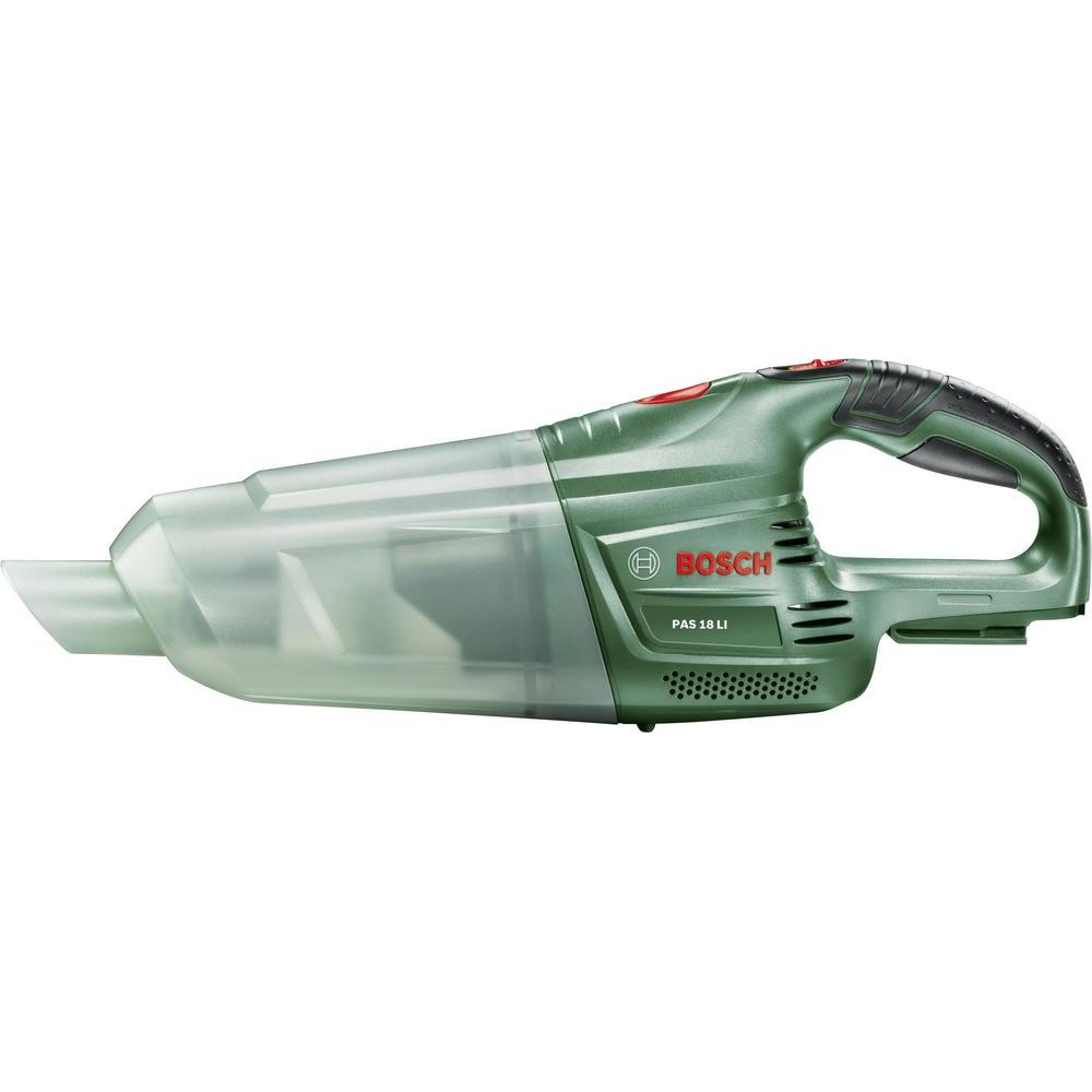 Ручной пылесос Bosch PAS 18 Li без аккумулятора и зарядного устройства 06033B900106033B9001 Ручной пылесос Bosch PAS 18 Li без аккумулятора и зарядного устройства 06033B900106033B9001Bosch PAS 18 Li - универсальный аккумуляторный ручной пылесос с высокой мощностью всасывания (комплектация без аккумуляторной батареи и зарядного устройства).Мобильность, легкость и эффективность — это все доступно с мощным аккумулятором 18 В и высокой производительностью всасывания.Постоянная готовность к работе обеспечивается благодаря литий-ионной технологии оригинальных аккумуляторов (не входят в комплект). Для данной модели характерно отсутствие саморазряда и эффекта памяти в совместимых моделях АКБ.Для данного прибора имеется широкий набор принадлежностей (насадки, трубки) для различного применения. С их помощью вы можете комфортно осуществлять очистку полов, мягкой мебели и удаление пыли в труднодоступных местах.Bosch PAS 18 Li оснащен легко очищаемым пылесборником и высокоэффективным фильтром. Удобство использования также обеспечивается благодаря компактному исполнению и рукоятке с мягкой накладкой.