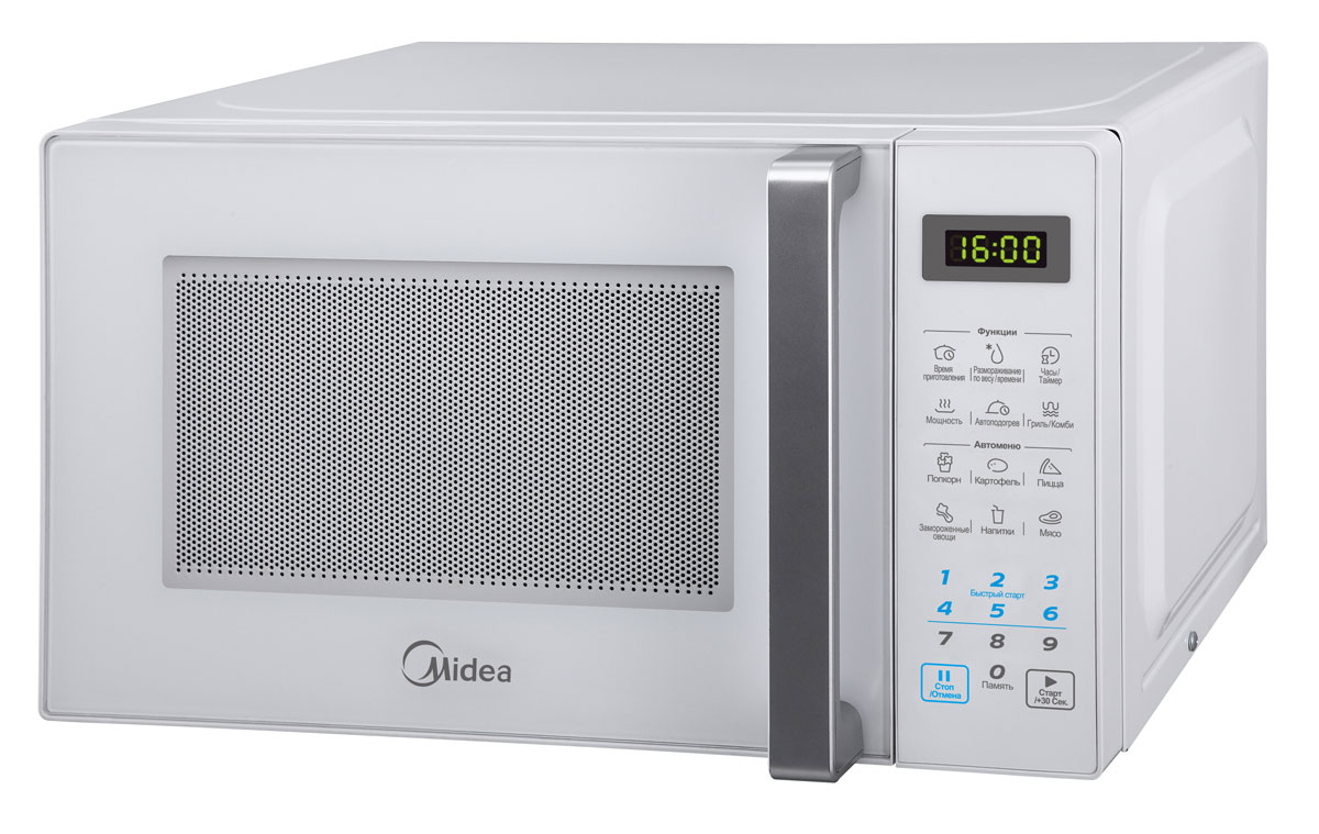 Midea EG820CXX-W микроволновая печьGE83 MRTS Midea EG820CXX-W микроволновая печьGE83 MRTSКомпактная и надежная микроволновая печь объемом 20 литров сочетает в себе стильный дизайн, высокое качество и интуитивно понятное электронное управление, благодаря чему вы сможете быстро и просто разогреть и приготовить различные блюда. С функцией автоматического размораживания вам не придется подсчитывать необходимое количество времени и мощность для размораживания того или иного продукта, достаточно выбрать специальную программу. Функция автоматического разогрева избавит вас от необходимости делать расчеты, достаточно лишь указать тип продукта и его объем, а микроволновая печь самостоятельно определит необходимую мощность. Кроме того, в этой модели имеются 6 функций автоматического приготовления, в которых наиболее популярные блюда запрограммированы, и достаточно лишь выбрать необходимое блюдо и печь сама установит режим. Со встроенным грилем вы сможете готовить аппетитные блюда с хрустящей корочкой. Камера печи покрыта инновационной разработкой компании Midea - эмалью легкой...