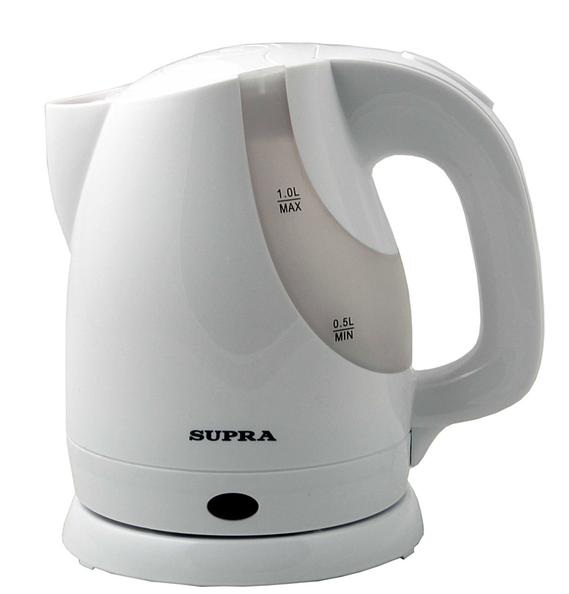 Supra KES-1021 электрочайникKES-1021 Supra KES-1021 электрочайникKES-1021Электрический чайник Supra KES-1021 - это стильная модель объёмом 1 литр. Лёгкий и компактный, он не займёт много места в дорожной сумке или чемодане, и у вас под рукой всегда будет кипяток. Прочный пластик, из которого изготовлен прибор, выдержит случайные удары и падения. С помощью большой мощности 1300 Вт чайник вскипятит воду в течение 3-х минут. Тонкая металлическая пластина из нержавеющей стали скрывает нагревательный элемент электроприбора и защищает его от наседания накипи, а также даёт возможность вскипятить небольшое количество воды. Фильтр, расположенный в носике чайника, предотвратит попадание накипи в чашку и не испортит вкус кофе или чая. Угол поворота прибора на подставке составляет 360 градусов, что предоставляет дополнительное удобство. Удобная форма носика позволяет наполнить чашку кипятком, не пролив ни одной капли. Наличие двухстороннего индикатора уровня в чайнике Supra KES1021 поможет визуально определить количество налитой воды в чайнике, не открывая...