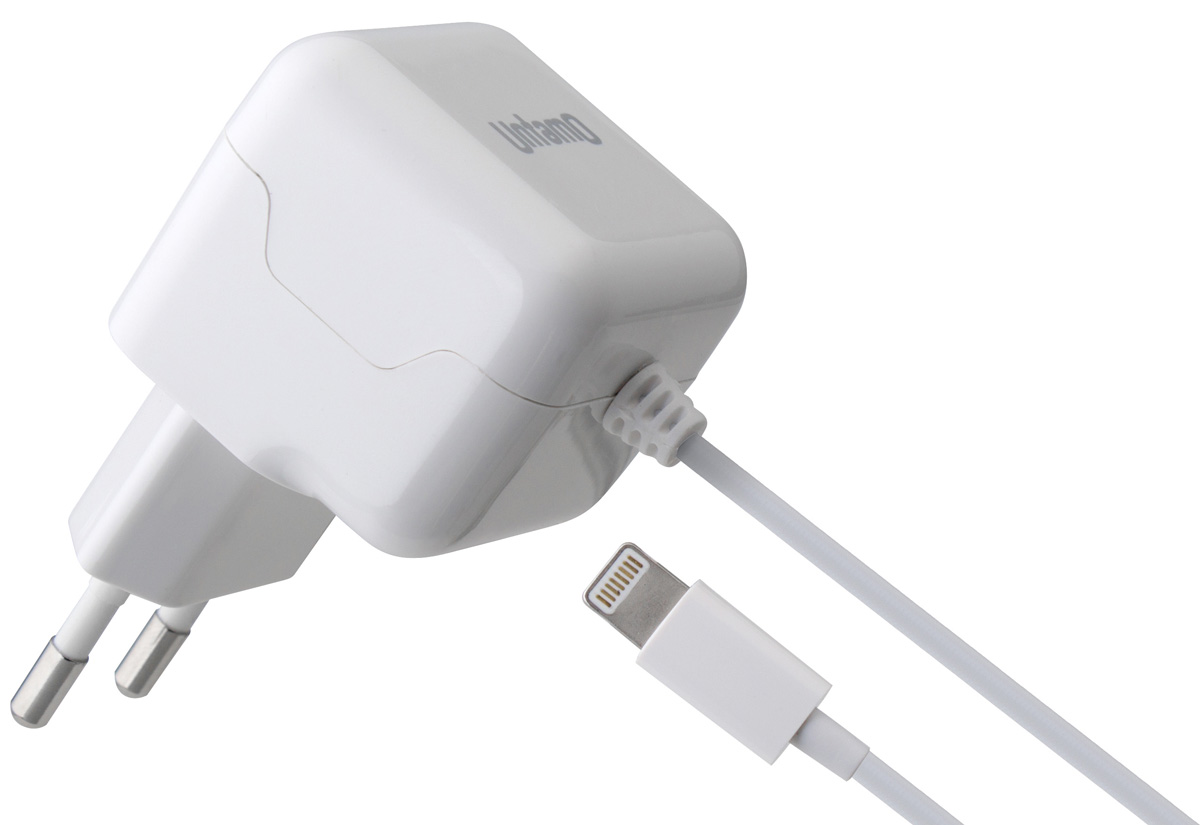 Untamo Unergy, White сетевое зарядное устройствоUUNW8P2.1AWH Untamo Unergy, White сетевое зарядное устройствоUUNW8P2.1AWHUntamo Unergy - рекомендованное и сертифицированное Apple (MFI) сетевое зарядное устройство с разъемом 8 pin Lightning, с широким диапазоном входного напряжения от 100 до 240 Вольт. Устройство имеет несколько степеней защиты: от короткого замыкания , от перегрузки, от превышения тока заряда и от перегрева. Ток заряда в 2,1А , позволяет оперативно и без последствий заряжать не только смартфоны, но и планшеты.Устройство имеет специальный, согласованный и сертифицированный компанией Apple чип, позволяющее изделиям Apple идентифицировать данное зарядное устройство как оригинальный аксессуар.