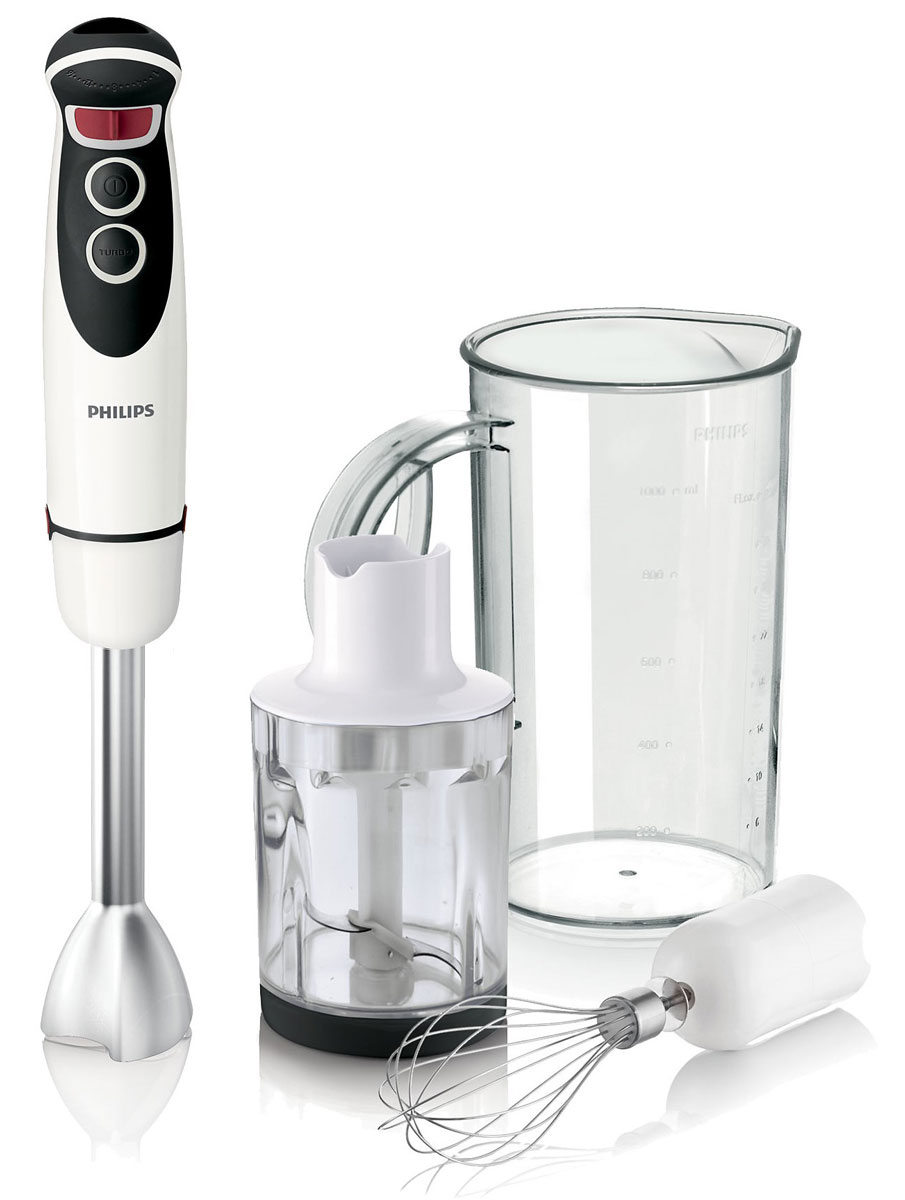 Philips HR1636/80, White блендер погружнойHR1636/80 Philips HR1636/80, White блендер погружнойHR1636/80Любая домохозяйка оценит приготовление свежих качественных блюд. Для их приготовления не надо быть профессиональным поваром. Благодаря новому ручному блендеру Philips Вы быстро и просто добьетесь профессиональных результатов на собственной кухне. Мощный, стильный погружной блендер Philips, благодаря блендерной насадке с технологией предотвращения разбрызгивания продукта ProMix и различным скоростным режимам, поможет достичь идеальной однородной консистенции измельчаемых продуктов. Блендер укомплектован различными насадками, позволяющим заменить различные кухонные приборы.