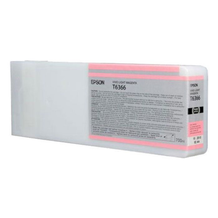 Epson T6366 (C13T636600), Vivid Light Magenta картридж для Stylu PRO 7900/9900C13T636600 Epson T6366 (C13T636600), Vivid Light Magenta картридж для Stylu PRO 7900/9900C13T636600Картридж Epson T6366 для Stylus Pro 7900/9900 со светло-пурпурными чернилами предназначен для печати на глянцевых носителях. Он служит для печати превосходных фотоснимков и рассчитан на 700 мл.