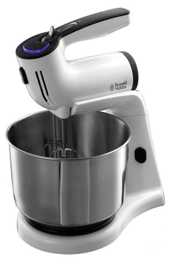 Russell Hobbs 21200-56 миксер21200-56 Russell Hobbs 21200-56 миксер21200-56Мощность 300 Вт; 5 скоростей + режим «турбо»; Чаша из нержавеющей стали 3.5 литра с системой пассивного вращения при работе миксера; 1 пара стальных крюков; 1 пара венчиков; Пластиковое основание для установки миксера в стационарном положении; Миксер можно снять и использовать как ручной; LED индикация