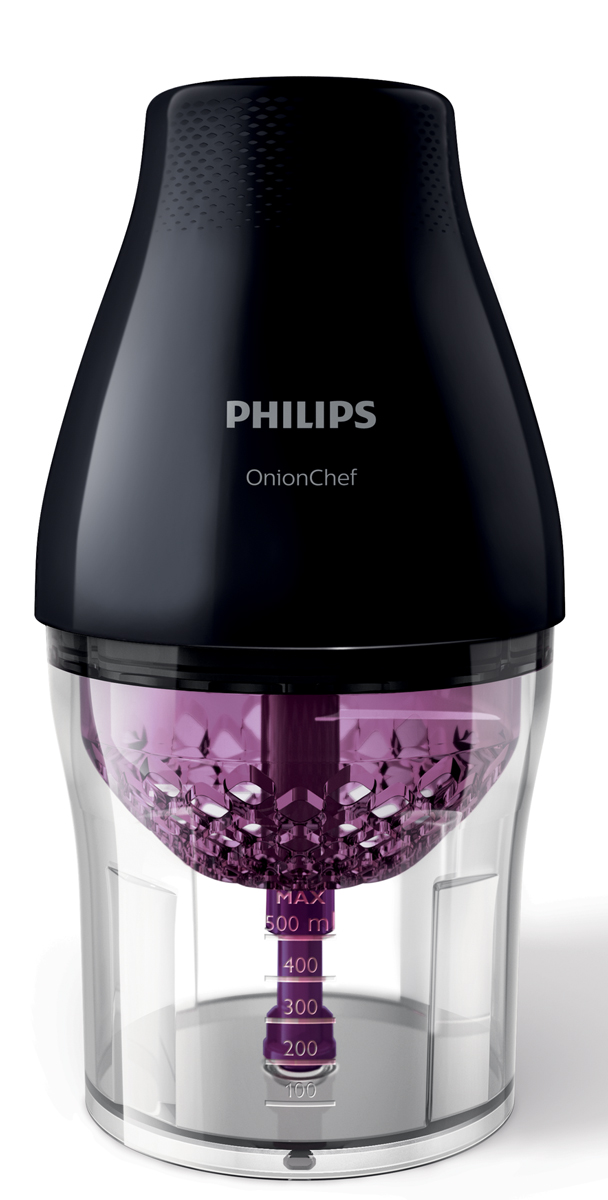 Philips HR2505/90 измельчительHR2505/90 Philips HR2505/90 измельчительHR2505/90Наконец вы можете нарезать продукты, как настоящий шеф-повар. В многофункциональном измельчителе Philips OnionChef с технологией ChopDrop кусочки лука и других ингредиентов всегда получаются ровными и не слипаются. Отдельное высокоскоростное лезвие позволяет готовить фарш, а также измельчать зелень и многие другие продукты. Технология ChopDrop: При разработке технологии ChopDrop в компании Philips были учтены все сложности, связанные с нарезкой ингредиентов (особенно лука) — теперь вы можете нарезать продукты без труда, как настоящий шеф-повар. Камера уникальной конструкции удерживает ингредиенты внутри, в то время как три острых ножа измельчают их. При достижении оптимального размера сухие и ровные кусочки попадают в чашу. Прибор идеально походит для обработки лука, различных овощей, фруктов, сыра, орехов и других продуктов. Мощный мотор 500 Вт: Мотор многофункционального измельчителя Philips OnionChef с высокой мощностью 500 Вт...