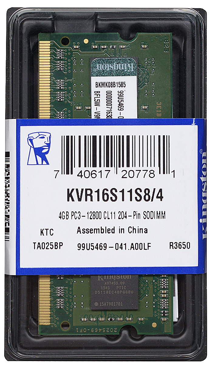 Kingston DDR3 4GB 1600 МГц модуль оперативной памяти (KVR16S11S8/4)KVR16S11S8/4 Kingston DDR3 4GB 1600 МГц модуль оперативной памяти (KVR16S11S8/4)KVR16S11S8/4Модуль оперативной памяти Kingston типа DDR3 для ноутбуков обеспечивает увеличенную рабочую частоту (по сравнению с DDR2) при сниженном тепловыделении и экономном энергопотреблении. Напряжение питания при работе составляет 1,5 В. В модуле также имеется 8 чипов с двухсторонним расположением. Объем памяти 4 ГБ позволит свободно работать со стандартными, офисными и ресурсоемкими программами, а также современными нетребовательными играми. Работа осуществляется при тактовой частоте 1600 МГц и пропускной способности, достигающей до 12800 Мб/с, что гарантирует качественную синхронизацию и быструю передачу данных, а также возможность выполнения множества действий в единицу времени. Параметры тайминга 11-11-11 не принижают скорости работы системы. ValueRAM Kingston - это модули памяти, изготовленные в соответствии с отраслевыми стандартами, обеспечивающие непревзойденную производительность и отличающиеся легендарной надежностью Kingston.