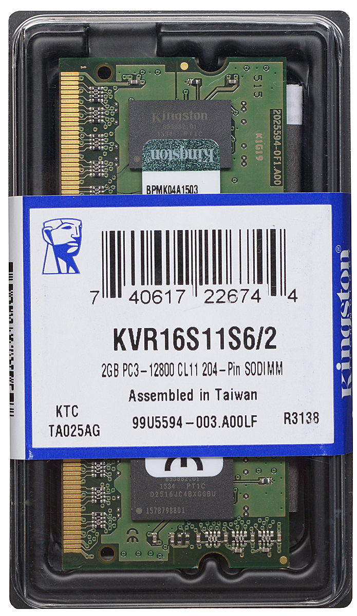 Kingston DDR3 2GB 1600 МГц модуль оперативной памяти (KVR16S11S6/2)KVR16S11S6/2 Kingston DDR3 2GB 1600 МГц модуль оперативной памяти (KVR16S11S6/2)KVR16S11S6/2Модуль оперативной памяти Kingston типа DDR3 для ноутбуков обеспечивает увеличенную рабочую частоту (по сравнению с DDR2) при сниженном тепловыделении и экономном энергопотреблении. Напряжение питания при работе составляет 1,5 В. В модуле также имеется 4 чипа с односторонним расположением. Объем памяти 2 ГБ позволит свободно работать со стандартными и офисными программами, а также нетребовательными играми. Работа осуществляется при тактовой частоте 1600 МГц и пропускной способности, достигающей до 12800 Мб/с, что гарантирует комфортную работу с большими объемами текстов, архивов и баз, а также возможность выполнения множества действий в единицу времени. Параметры тайминга 11-11-11 не принижают скорости работы системы.