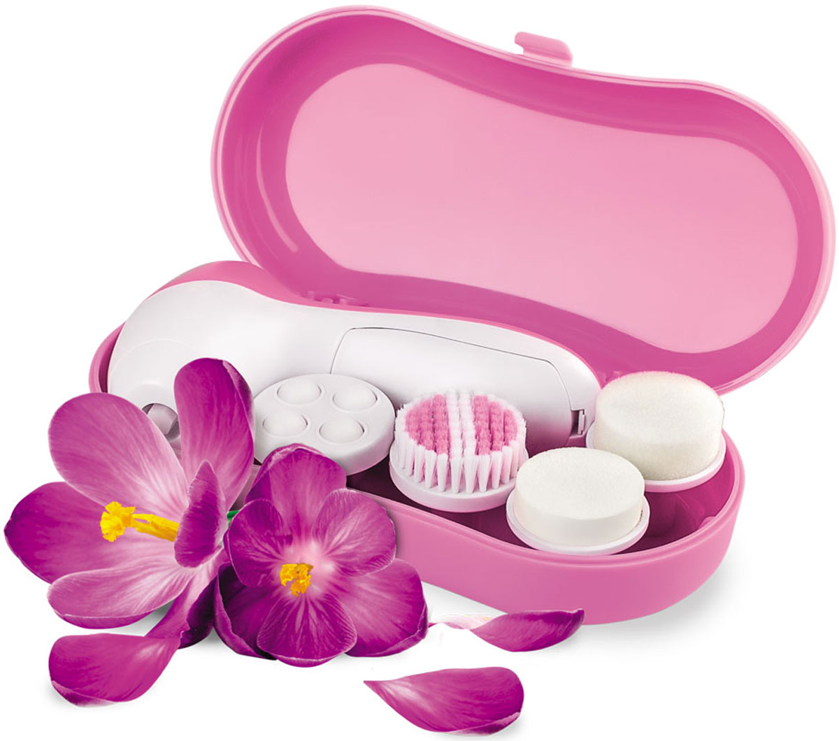 Scarlett SC-CA301F02, Violet прибор по уходу за лицомSC-CA301F02 Scarlett SC-CA301F02, Violet прибор по уходу за лицомSC-CA301F02Прибор по уходу за кожей лица Scarlett SC-CA301F02 имеет 2 скорости работы и оснащен следующими насадками: Щеточкой для очищения и скрабирования кожи лица Латексным спонжем для ухода за кожей вокруг глаз, предотвращения появления черных кругов под глазами Роликовым массажером, который стимулирует циркуляцию крови в процессе массажа лица Спонжем для очищения кожи, обеспечивающим очищение лица с использованием средств для умывания Кейс для хранения прибора и насадок входит в комплект с устройством.