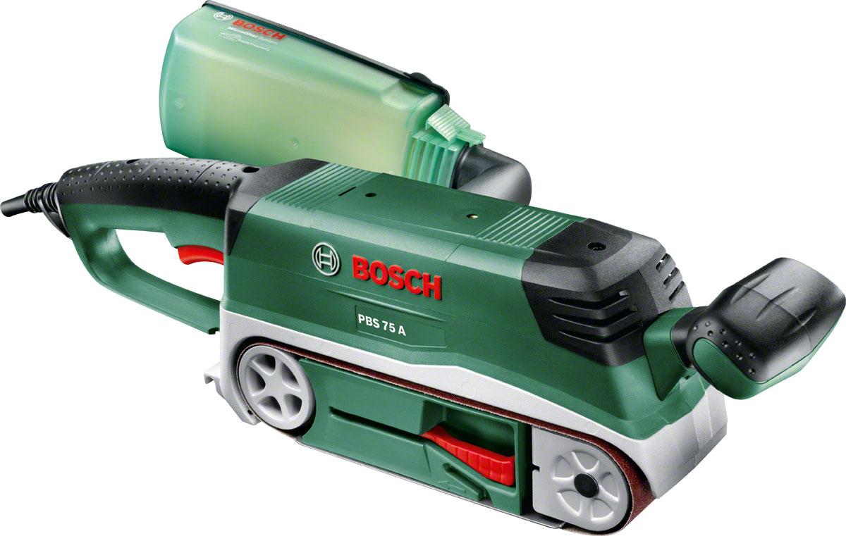 Шлифмашина ленточная Bosch PBS 75 A (06032A1020)PBS 75 A Шлифмашина ленточная Bosch PBS 75 A (06032A1020)PBS 75 AМощная и надежная ленточная шлифмашина — для высокой производительности съема на больших площадях Удобство использования — легкое ведение благодаря улучшенной эргономике и компактному исполнению Высокопрочный корпус — высокое качество и стабильность благодаря алюминиевым компонентам Другие преимущества изделия Автоматическая центрирование шлифленты — при шлифовании лента удерживается в правильном рабочем положении Система крепления шлифленты для простой и удобной замены Чистая работа благодаря системе микрофильтрации Bosch — встроенный пылеудаляющий элемент всасывает пыль непосредственно в пылесборник системы микрофильтрации