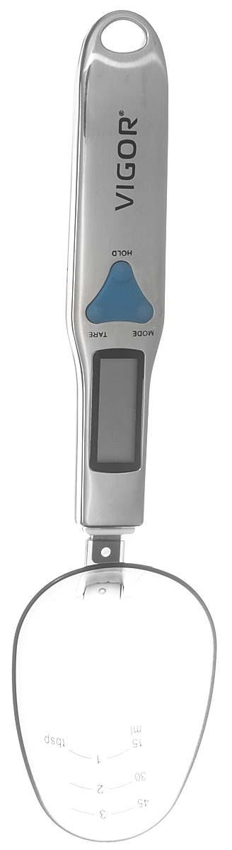 Vigor HX-8211 кухонные весы-ложкаHX-8211 Vigor HX-8211 кухонные весы-ложкаHX-8211Кухонные весы-ложка Vigor HX-8211 с LCD-дисплеем помогут вам с большой точностью измерять массу различных сыпучих и жидких продуктов питания. Данная модель имеет функцию запоминания веса и шкалу миллилитров на самой ложке. Вы можете получать результат как в граммах, так и в унциях. Питание осуществляется с помощью двух батареек типа ААА.