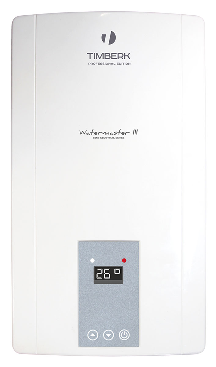 Timberk WHE 18.0 XTL C1 проточный водонагревательWHE 18.0 XTL C1 Timberk WHE 18.0 XTL C1 проточный водонагревательWHE 18.0 XTL C1Проточный водонагреватель Timberk WHE 18.0 XTL C1 обладает современным дизайном корпуса и компактным размером. Способен обеспечивать водой сразу несколько точек потребления и автоматически выключаться при прекращении подачи воды. LED дисплей, умное автоматическое управление, контроль заданной температуры и автозащита от перегрева и избыточного давления делают водонагреватель простым и удобным в использовании. Революционная конструкция нагревательного блока с предварительным подогревом входящей воды, что обеспечивает высокие показатели эффективности нагрева. Пять спиралей нагревательного элемента позволяют достигать высочайшей скорости нагрева воды, а ступенчатое включение спиралей гарантирует абсолютную точность поддержания температуры воды - вне зависимости от скорости протока. Автозащита от перегрева и избыточного давления реализована с помощью комбинированного термо- гидравлического выключателя с ручным включением. Автоматическое...