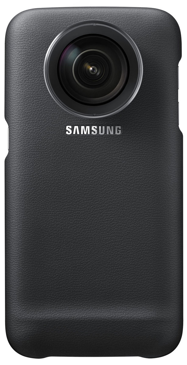 Samsung ET-CG930 Lens Cover чехол с комплектом сменных объективов для Galaxy S7, BlackET-CG930DBEGRU Samsung ET-CG930 Lens Cover чехол с комплектом сменных объективов для Galaxy S7, BlackET-CG930DBEGRUЧехол Samsung Lens Cover превращает ваш Galaxy S7 в камерофон. Он выполнен из плотного поликарбоната с матовой поверхностью и имеет резьбовой вход для съемного объектива. Получите гораздо больше возможностей для фотографирования с невероятной чёткостью. Защитный чехол со сменными объективами позволит по-новому раскрыть ваши способности фотографа без потери качества получаемых изображений. Расширьте ваш творческий потенциал благодаря премиальным широкоугольному и телеобъективу, выполненным из нержавеющей стали, и наслаждайтесь великолепными фотографиями без искажений. Будьте готовы, когда нахлынет вдохновение! Установите нужный сменный объектив за считанные секунды, чтобы не упустить ни одного момента. Широкоугольный объектив: Угол обзора: 108° Увеличение: 0.63x Размеры: 39,6 x 21,5 мм Телефото объектив: Угол обзора: 45° Увеличение: 2x Размеры: 39,6 x 30,8 мм