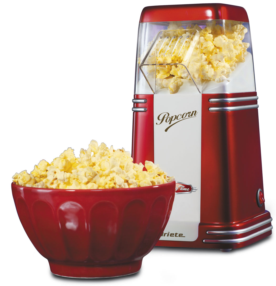 Ariete Pop Corn Popper Party Time прибор для приготовления попкорна (2952)2952 Ariete Pop Corn Popper Party Time прибор для приготовления попкорна (2952)2952Попкорн-машина с компактным ретро-дизайном Ariete 2952 Party Time благодаря специальному способу приготовления с помощью горячего воздуха делает ароматный, легкий попкорн всего за несколько минут! Устройство идеально подходит для приготовления натурального лакомства без добавления масла. Маленький и компактный, прибор украсит любую вечеринку у вас дома! Приготовление порции 60 г попкорна за 2 минуты Легкоочищаемая поверхность