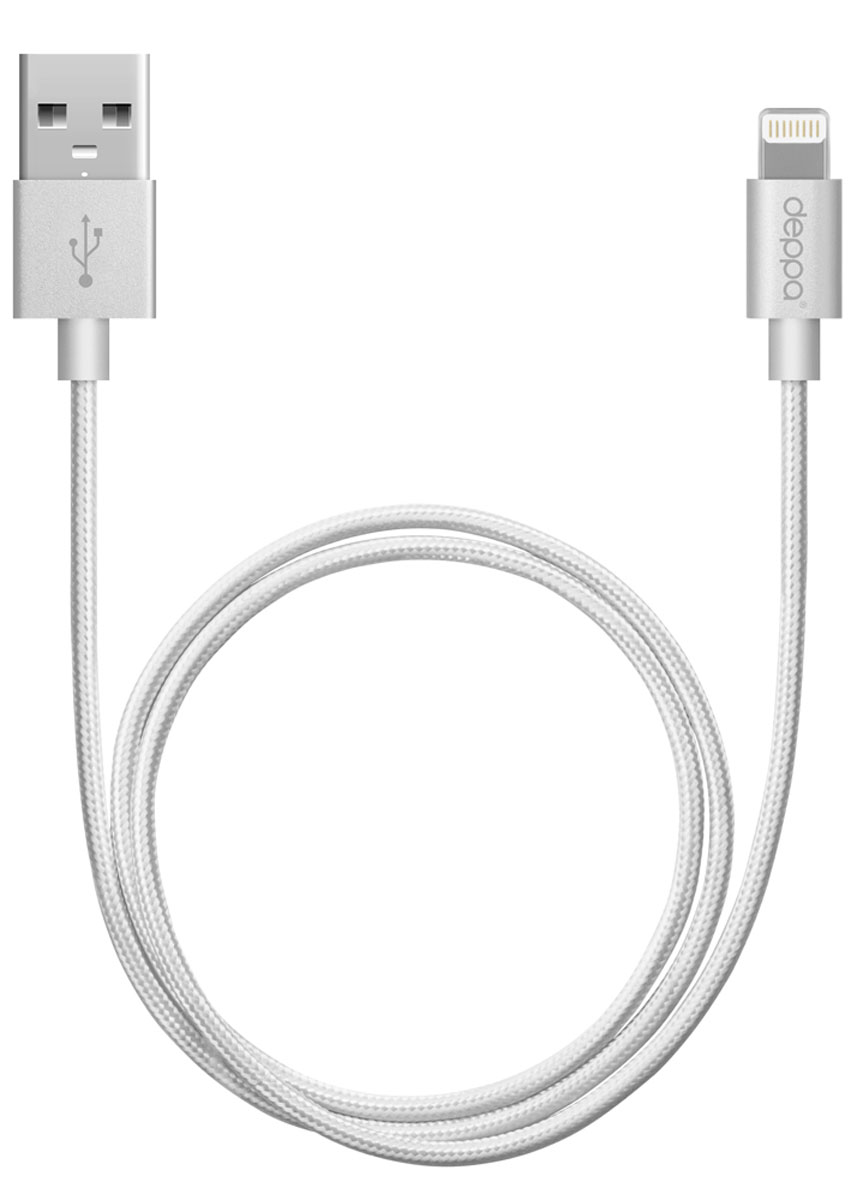 Deppa Alum MFI, Silver дата-кабель USB-8-pin (1,2 м)72187 Deppa Alum MFI, Silver дата-кабель USB-8-pin (1,2 м)72187Дата - кабель Deppa Alum MFI обеспечит синхронизацию и заряд аккумулятора вашего устройства. Качество кабеля, форма, дизайн и материалы упаковки полностью соответствуют стандартам качества Apple Inc. и официально одобрены корпорацией к производству и продаже. Совместимость: Apple iPhone 5/5C/5S/5/6/6 Plus, iPad mini 3, iPad mini 2, iPad mini, iPad Air 2, iPad Air, iPod Touch 5, iPod Nano 7 Алюминиевые коннекторы Рабочее напряжение: 4,8 - 5,5В Ток нагрузки: 2,4A Скорость передачи данных: до 480 Мбит/сек