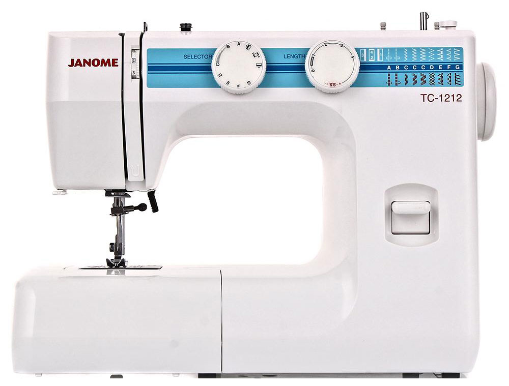 Janome TC 1212 швейная машинаTC1212 Janome TC 1212 швейная машинаTC1212Janome TC 1212 - швейная машина для шитья и ремонта одежды. Она оборудована надежным вертикальным качающимся челноком, применяемым в бытовых швейных машинах уже многие десятилетия. Модель позволяет выметывать прямые бельевые петли за 4 шага без поворота ткани - после выполнения каждой стороны петли нужно переключить программу на следующую сторону. Контроль длины производится по разметке на петельной лапке. Швейная машина оборудована регулятором давления лапки на ткань, что позволяет отрегулировать усилие прижима для получения качественной строчки, с заданной длиной стежка и отсутствием смещения слоев материала относительно друг друга. Кроме того в машинке предусмотрена возможность шитья двойной иглой. Среди строчек, которые доступны в данной модели, имеется зигзаг с разной плотностью стежков, эластичная, оверлочная, потайная подгибка, стрейчевая для трикотажа, а также несколько декоративных строчек (фестон, соты). Кроме того, машинка выполняет...