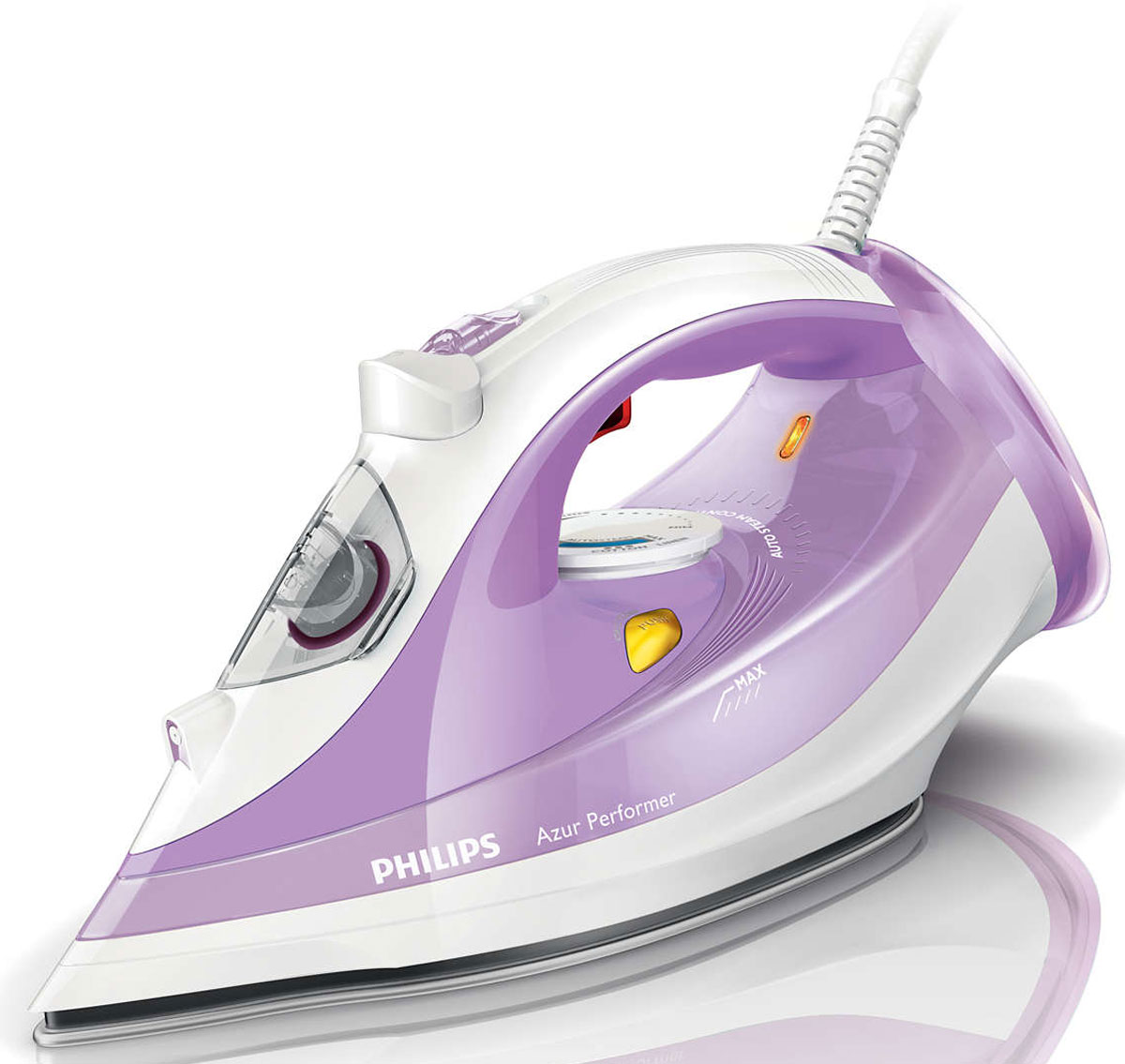 Philips GC3803/30 Azur Performer утюгGC3803/30 Philips GC3803/30 Azur Performer утюгGC3803/30Паровой утюг Philips Azur Performer сочетает в себе высокую эффективность и простоту в использовании. Функция автоматической регулировки подачи пара обеспечивает оптимальное количество пара для каждого типа ткани. Подошва SteamGlide позволяет ускорить процесс глажения благодаря великолепному скольжению. 2400 Вт для быстрого нагрева: Благодаря мощности 2400 Вт паровой утюг Azur Performer быстро нагревается и обеспечивает превосходные результаты глажения. Подача пара до 40 г/мин: Постоянная подача пара до 40 г/мин обеспечивает оптимальное количество пара для разглаживания складок. Паровой удар до 140 г: Паровой удар до 140 г для быстрого удаления даже самых жестких складок. Подошва SteamGlide: Паровой утюг Azur Performer оснащен устойчивой к царапинам подошвой SteamGlide, которая обеспечивает идеальное скольжение и проста в очистке. Двойная очистка от накипи: Паровой...