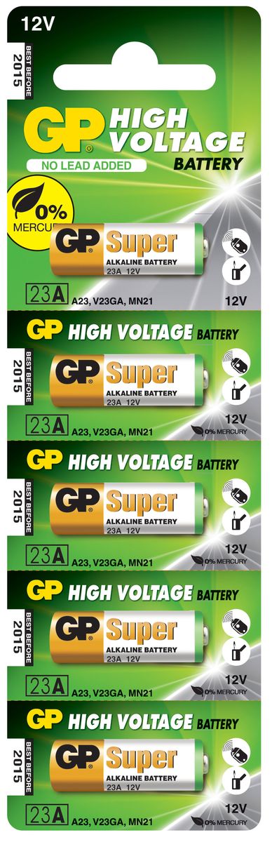 Набор высоковольтных батареек GP Batteries, тип 23А, 5шт2889 Набор высоковольтных батареек GP Batteries, тип 23А, 5шт2889Высоковольтные батареи включают в себя целый ряд элементов питания марганцево-цинковой системы с щелочным электролитом. Все батареи этой системы представляют собой набор элементов дисковой конструктции, собранных в единый металлический корпус. Такие батареи отличаются высоким разрядным напряжением от 6 до 15 В. Улучшенные характеристики батарей позволяют эффективно использовать их в современных цифровых охранных комплексах.