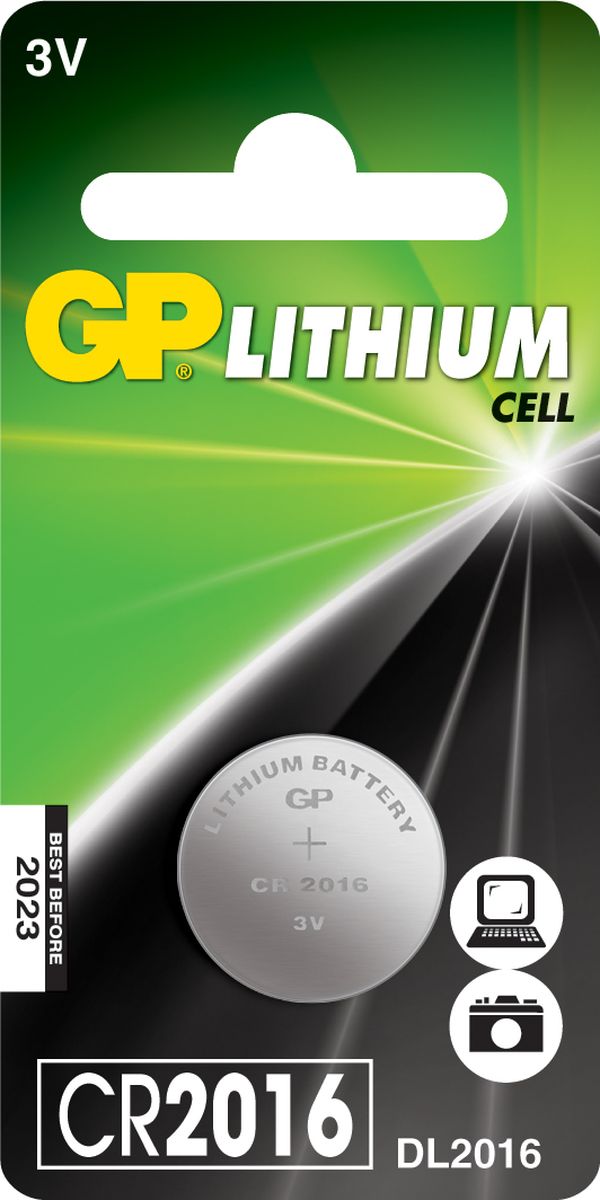 Батарейка литиевая GP Batteries, тип СR2016, 3В, 1 шт8502 Батарейка литиевая GP Batteries, тип СR2016, 3В, 1 шт8502Литиевые элементы питания GP показывают великолепный результат в профессиональных приборах, а также в устройствах с высоким потреблением энергии. Они идеальны для медицинских приборов и отлично работают в экстремальных погодных условиях. * Лучшее решение для профессиональных и медицинских приборов * На 40% легче обычных батареек * Демонстрируют превосходный результат при экстремальных погодных условиях (от -40°C до 60°C) * Встроенная система защиты * Длительный срок хранения (10 лет)