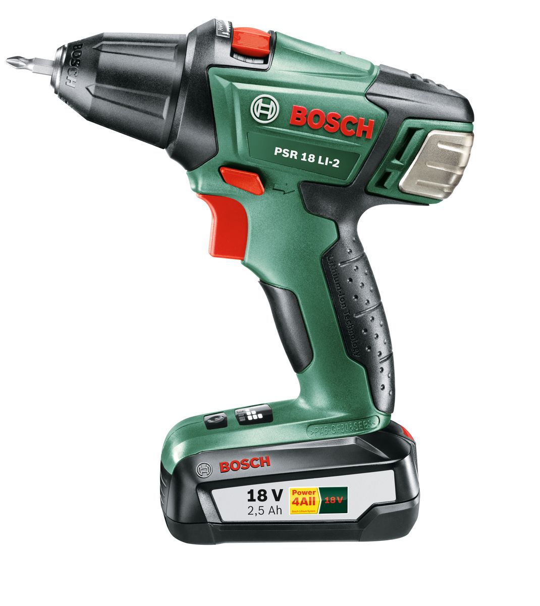 Аккумуляторная дрель-шуруповерт Bosch PSR 18 Li-2, 2 аккумулятораДА-14,4/2+Н550 Аккумуляторная дрель-шуруповерт Bosch PSR 18 Li-2, 2 аккумулятораДА-14,4/2+Н5502-скоростная аккумуляторная дрель-шуруповерт PSR 18 LI-2 благодаря литий-ионной технологии отличается превосходной функциональностью. У высококачественного сменного литий-ионного аккумулятора нет ни саморазряда, ни эффекта памяти. Таким образом PSR 18 LI-2 всегда готова к работе. Для увеличения мощности служит интеллектуальная система Bosch Syneon Chip, которая обеспечивает значительное увеличение продолжительности работы на одной зарядке аккумулятора. Кроме того, инструмент оснащен инновационной электронной предустановкой крутящего момента «Bosch PowerControl» со встроенным переключением скоростей. 2-скоростной высокопроизводительный планетарный редуктор обеспечивает исключительно долгий срок службы, оптимальную передачу приводного усилия и очень высокую плавность хода. Один аккумулятор для всех — для любых садовых электроинструментов/электроинструментов для домашней мастерской из системы Power4All Исключительно высокая долговечность сменного литий-ионного аккумулятора...