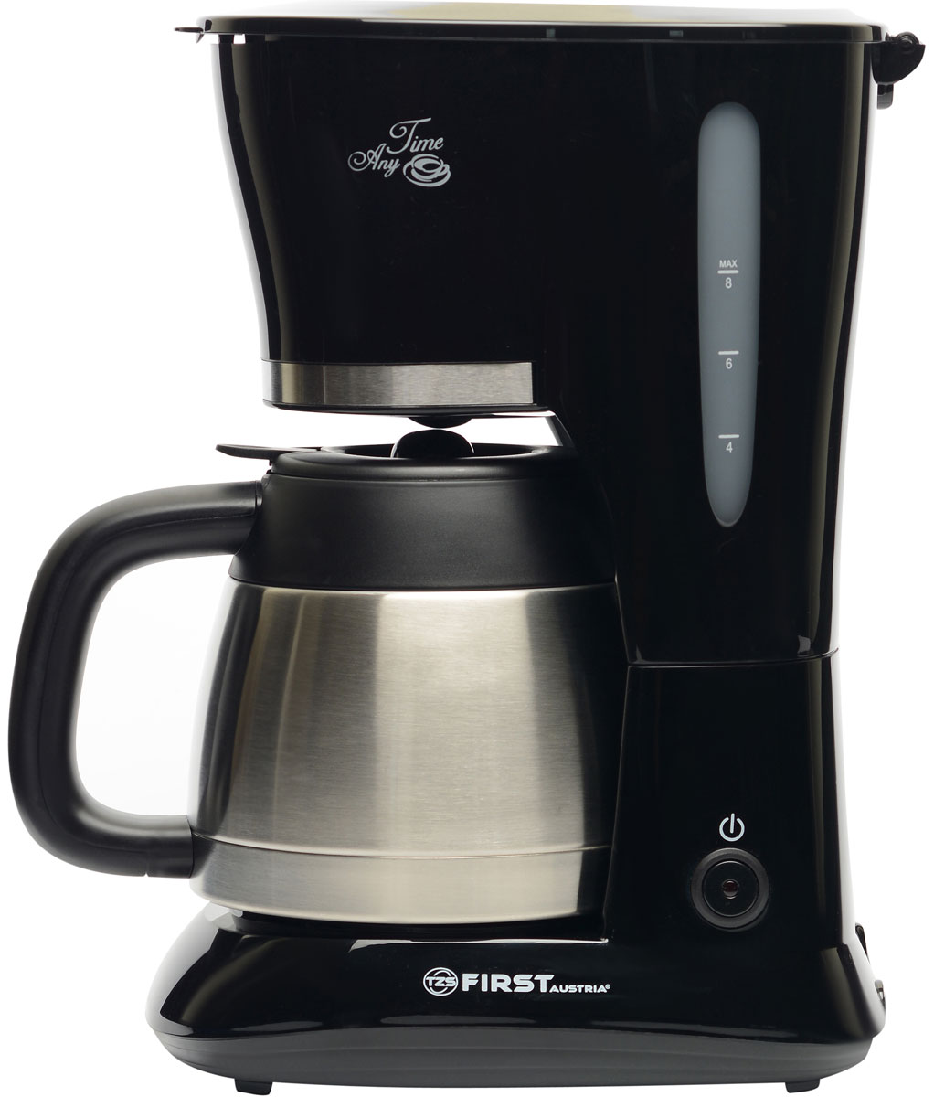 First FA 5459-3 Special Edition, Black кофеваркаFA 5459-3 Black First FA 5459-3 Special Edition, Black кофеваркаFA 5459-3 BlackFirst FA 5459-3 - надежная и недорогая капельная кофеварка с функцией поддержания температуры. Колба-термос имеет двойные стенки из нержавеющей стали. В данной модель используется съемный нейлоновый фильтр. Антикапельная система обеспечит дополнительное удобство в использовании. Емкость кофеварки рассчитана на 10 чашек (около 1 л).