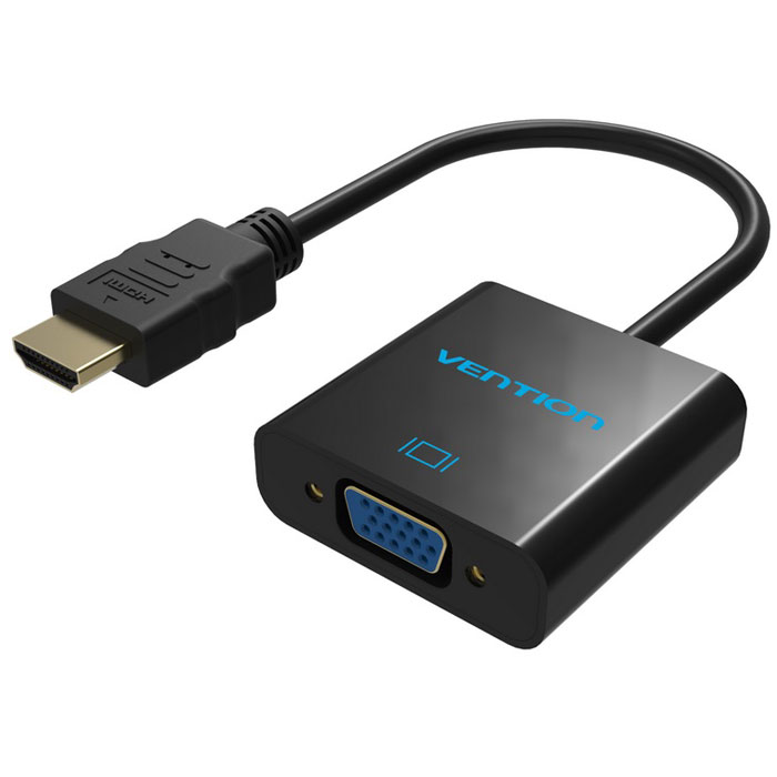 Vention VAA-V05 мультимедиа конвертер HDMI-VGA+аудиоVAA-V05 Vention VAA-V05 мультимедиа конвертер HDMI-VGA+аудиоVAA-V05Конвертер Vention преобразует цифровой HDMI сигнал, в аналоговый VGA видео сигнал, плюс аудио. Таким образом вы можете подключить современные устройства со стандартом разъема HDMI, к оборудованию с разъемом VGA. Конвертер поддерживает технологию Plug and Play, тем самым, не требуя установки дополнительного программного обеспечения и драйверов. При подключении мониторов с большим разрешением, а так же передаче видео сигнала, по средствам кабеля длиной более 3 метров, возможно потребуется использование дополнительного питания, через разъем micro USB. Продукция соответствует следующим сертификатам: RoHS, CE, FCC, TIA, ISO HDMI v1.4 (720P, 1080I, 1080P) VGA(от 640х480 до 1920x1080) Материал корпуса: АБС-пластик