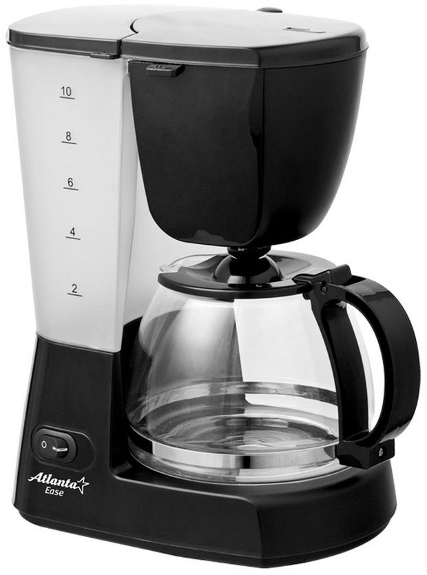 Atlanta ATH-2203, Black кофеваркаATH-2203 Atlanta ATH-2203, Black кофеваркаATH-2203С помощью капельной кофеварки Atlanta ATH-2203 вы сможете приготовить вкусный натуральный кофе. Кофеварка рассчитана на приготовление 1,25 литра кофе. Световой индикатор позволит отследить работу прибора. Подогреваемая подставка для колбы.
