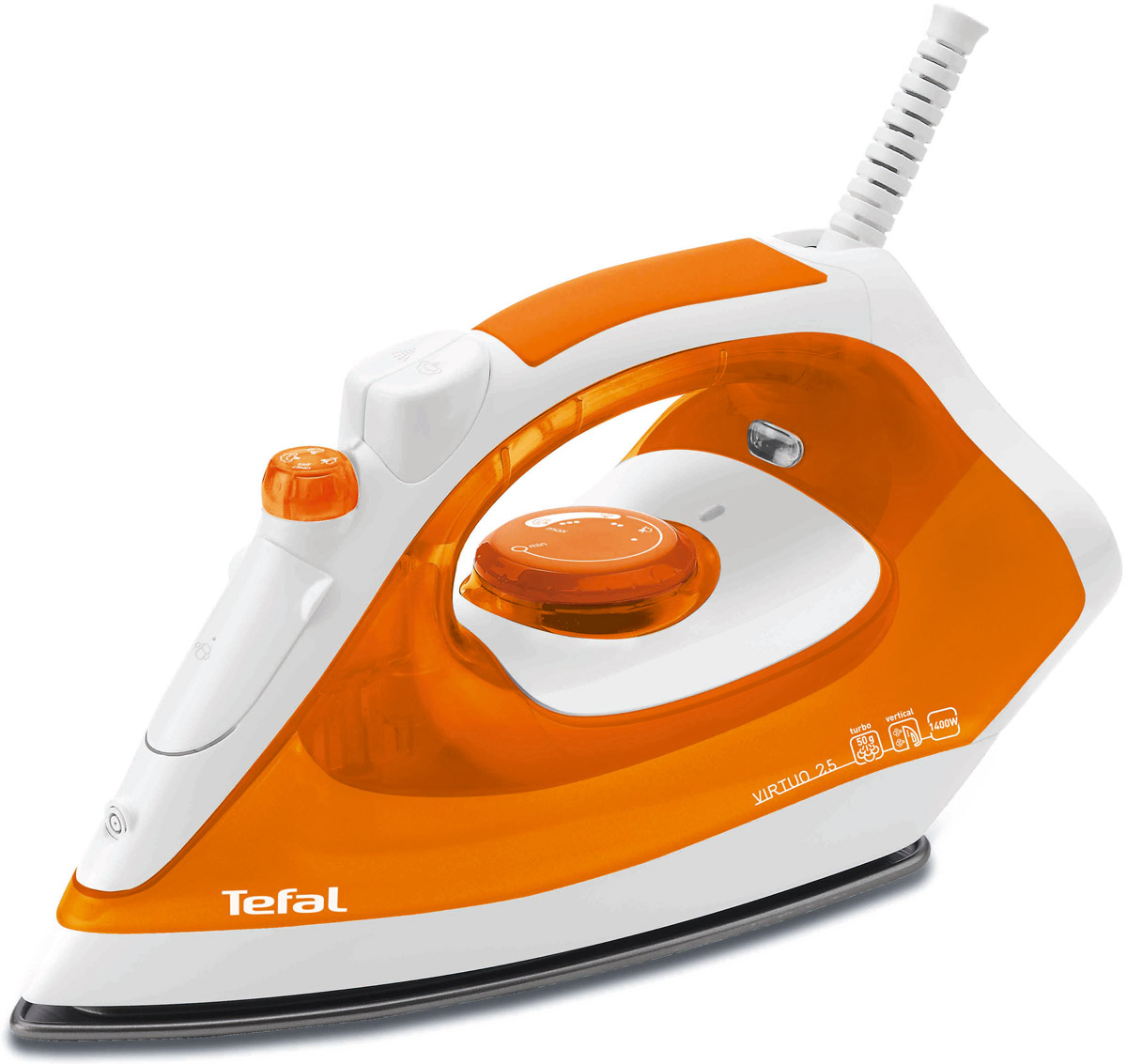 Tefal FV1325D0 Virtuo утюгFV1325D0 Tefal FV1325D0 Virtuo утюгFV1325D0Tefal FV1325D0 Virtuo имеет все основные характеристики современных моделей, при этом отличается приятной ценой. Прибор оснащен всеми необходимыми функциями для того, чтобы максимально упростить процесс глажки тканей. Съемная подошва выполнена из антипригарного покрытия поможет избежать неприятных случайностей. Пар может подаваться постоянным потоком со скоростью до 13 г/мин. Однако при необходимости увеличить поток, нужно нажать кнопку паровой удар, что создаст мощную струю в 50 г/мин.