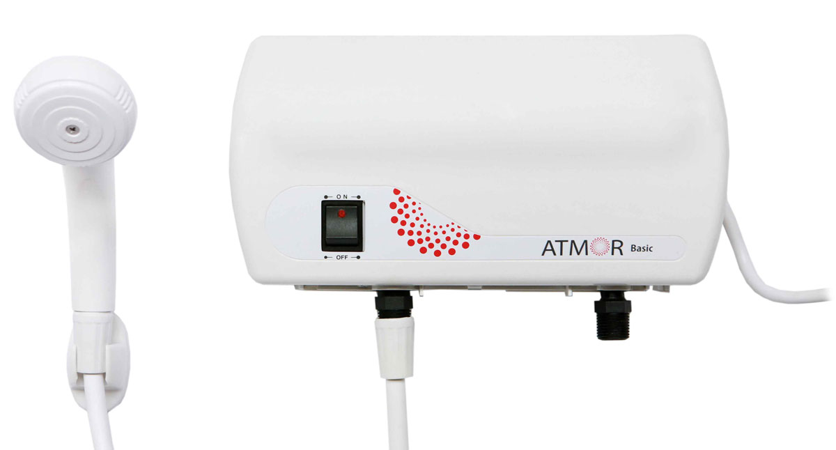 Atmor Basic 3500 Душ водонагреватель проточныйATMOR Basic 3500 Душ Atmor Basic 3500 Душ водонагреватель проточныйATMOR Basic 3500 ДушПроточный водонагреватель Atmor Basic с душем моментально нагревает воду до нужной температуры. Обладает простой и качественной конструкцией. Оснащен мембранным выключателем, работающим от давления воды. Установка прибора требует минимум времени и сил.Рабочее давление: 0,3-7 кг/см2Объем воды нагреваемый за 1 мин на 35°C: 2 лДлина сетевого шнура: 1 мПатрубки вход/выход: 1/2Внутренний тэн: медныйСистема подключения: однофазная