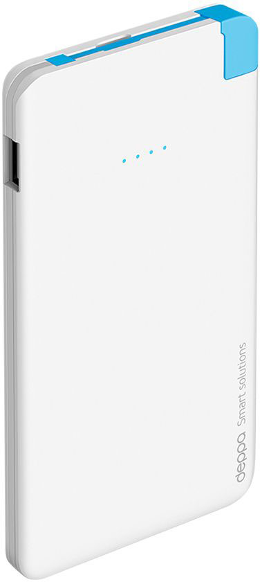 Deppa NRG Slim внешний аккумулятор (5000 мАч)33508 Deppa NRG Slim внешний аккумулятор (5000 мАч)33508Компактный и удобный внешний аккумулятор Deppa NRG Slim в стильном тонком корпусе. Идеальное решение для подзарядки ваших гаджетов каждый день.Надежность и безопасность NRG Slim обеспечивает целый комплекс встроенной защиты высокого уровня. Устройство компактно и эргономично. Внешние аккумуляторы NRG Slim совместимы с любыми цифровыми устройствами с функцией заряда от разъемов micro USB или Apple 8-pin. В комплект аккумулятора входит коннектор Apple 8-pin, находящийся в специальном слоте для хранения. Встроенный micro USB кабель и коннектор позволяют заряжать любые устройства без дополнительных проводов.