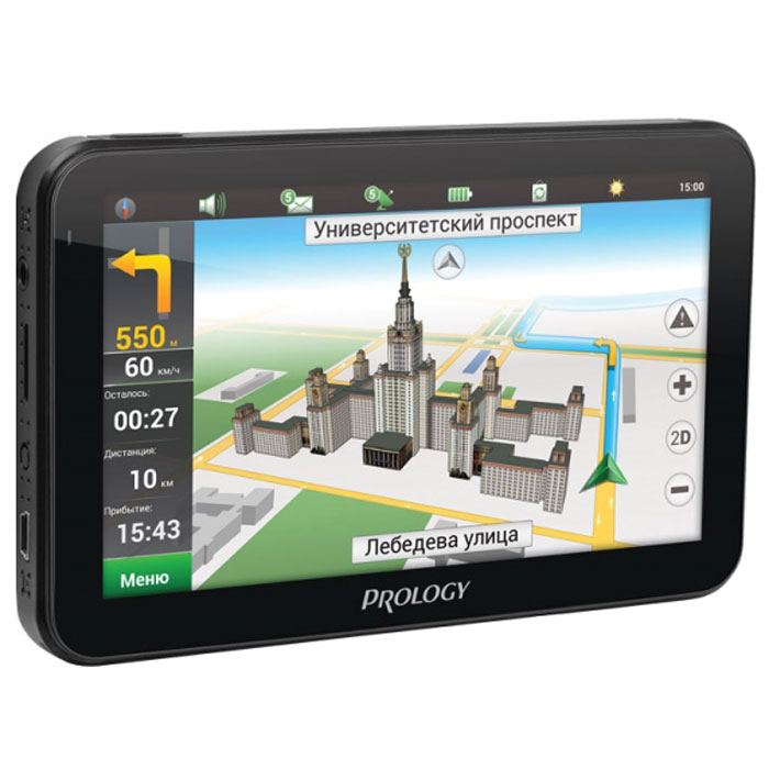 Prology iMAP-5700 автомобильный навигаторPROLOGY iMAP-5700 Prology iMAP-5700 автомобильный навигаторPROLOGY iMAP-5700Prology iMAP-5700 - простой и надёжный портативный автомобильный навигатор с 5-дюймовым сенсорным экраном. Благодаря предустановленному ПО Навител Навигатор, устройство полностью готово к работе и не требует дополнительной покупки карт. Картографическое покрытие охватывает всю Россию и еще 11 стран: Украину, Беларусь, Казахстан, Латвию, Литву, Эстонию, Польшу, Норвегию, Данию, Швецию и Финляндию, всего более 370 000 населенных пунктов, в том числе более 30 000 - с HD-картографией. В навигаторе используется процессор MStar 800 МГц и встроенный 66-канальный GPS-приемник. Внутренняя память устройства составляет 4 ГБ и может быть расширена установкой карты microSD объемом до 32 ГБ. Встроенный полимерный литий-ионный аккумулятор емкостью 600 мАч обеспечивает до 2 часов автономной работы. Процессор MStar Частота процессора: 800 МГц Объем оперативной памяти: 128 МБ Операционная система: Microsoft WinCE 6.0 Емкость...