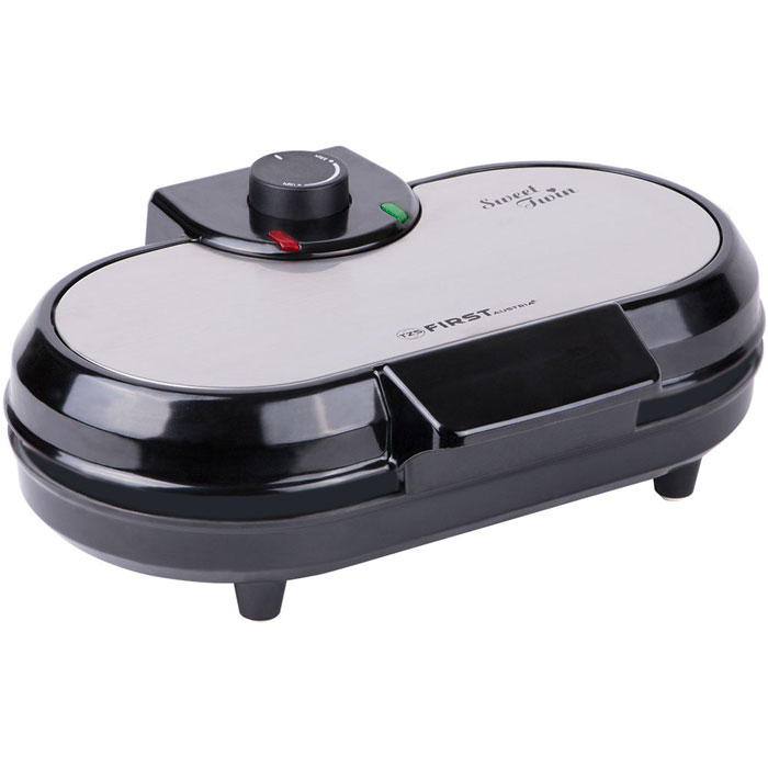 First FA-5305-2, Black вафельницаFA-5305-2 Black First FA-5305-2, Black вафельницаFA-5305-2 BlackВафельница First FA-5305-2 позволит приготовить 10 вафель в форме сердечек. Прибор имеет мощность 1000 Вт, антипригарное покрытие, а также удобный регулируемый термостат. Полную информативность о состоянии вафельницы обеспечат индикатор питания и готовности к работе.