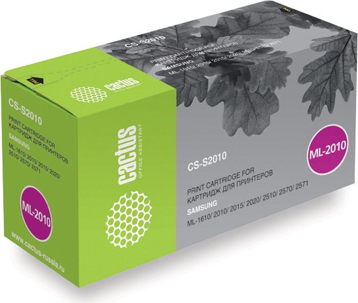 Cactus CS-S2010, Black тонер-картридж для Samsung ML-1610/2010/2015/2020/2510/2570/2571CS-S2010 Cactus CS-S2010, Black тонер-картридж для Samsung ML-1610/2010/2015/2020/2510/2570/2571CS-S2010Тонер-картридж Cactus CS-S2010 для лазерных принтеров Samsung ML-1610/2010/2015/2020/2510/2570/2571.Расходные материалы Cactus для лазерной печати максимизируют характеристики принтера. Обеспечивают повышенную чёткость чёрного текста и плавность переходов оттенков серого цвета и полутонов, позволяют отображать мельчайшие детали изображения. Гарантируют надежное качество печати.