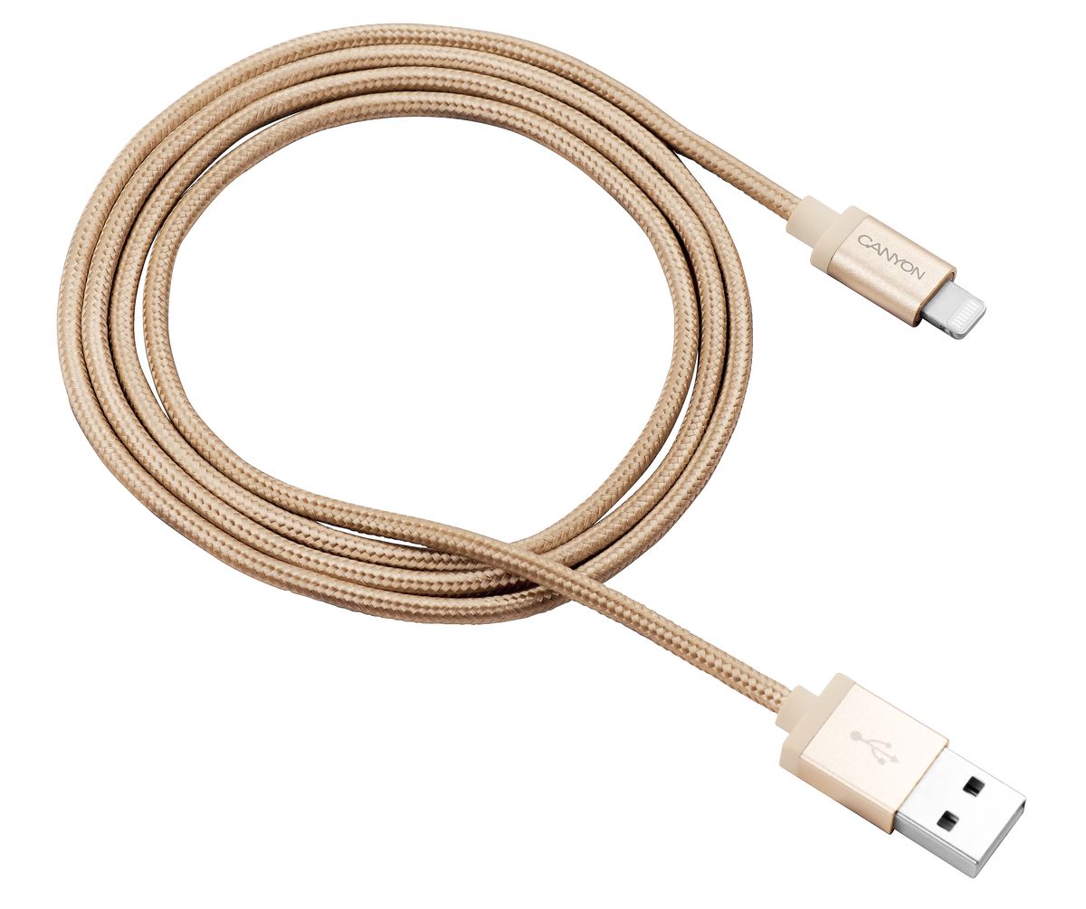 Canyon CNS-MFIC3GO, Gold кабель для iPhone/iPod/iPadCNS-MFIC3GO Canyon CNS-MFIC3GO, Gold кабель для iPhone/iPod/iPadCNS-MFIC3GOПлетеный MFI кабель Canyon CNS-MFIC3GO, Gold в тканевой оплётке и с металлическими коннекторами. Заряжайте и синхронизируйте все свои устройства с разъёмом lightning быстро и безопасно, используя всего один кабель. • Сертификат MFI • Плетеный кабель • Длина кабеля 1 метр • Легко подключается к USB-разъёму ноутбука или USB-зарядке • Синхронизируете свою музыку и другие файлы в считанные секунды • Надёжная конструкция