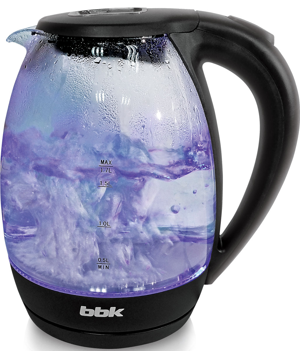 BBK EK1720G, Black электрический чайникEK1720G черный BBK EK1720G, Black электрический чайникEK1720G черныйЭлектрический чайник BBK EK1720G с колбой из жаропрочного экологически чистого стекла, мощностью 2200 Вт и емкостью 1,7 литра - это не просто стильный, но и многофункциональный прибор для вашей кухни. Благодаря английскому контроллеру, установленному в приборе, чайник прослужит в 5 раз дольше обычного, обеспечивая до 15000 закипаний. Модель оснащена многоуровневой защитой: автоматическое отключение при закипании, отключение при недостаточном количестве воды. Прибор установлен на удобную подставку с возможностью поворота на 360 градусов и с отделением для хранения шнура. Помимо этого отличительной особенностью является удобный носик для наливания и шкала уровня воды. Съемный фильтр от накипи и скрытый нагревательный элемент гарантированно обеспечат надежность, долговечность и максимально комфортное ежедневное использование.