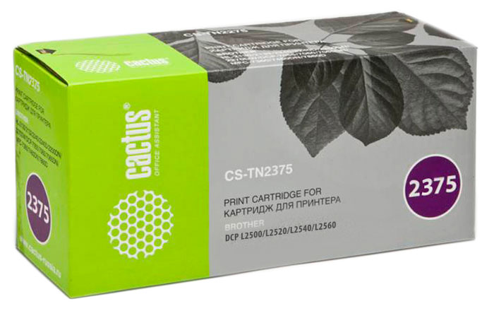 Cactus CS-TN2375, Black тонер-картридж для Brother DCP L2500/L2520/L2540/L2560CS-TN2375 Cactus CS-TN2375, Black тонер-картридж для Brother DCP L2500/L2520/L2540/L2560CS-TN2375Картридж Cactus CS-TN2375 для лазерных принтеров Brother. Расходные материалы Cactus для лазерной печати максимизируют характеристики принтера. Обеспечивают повышенную чёткость чёрного текста и плавность переходов оттенков серого цвета и полутонов, позволяют отображать мельчайшие детали изображения. Обеспечивают надежное качество печати.