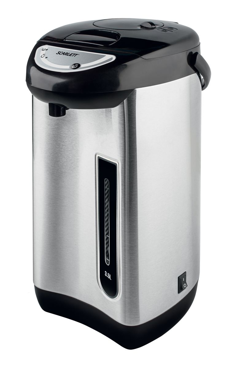 Scarlett SC-ET10D01, Silver термопотSC-ET10D01 Scarlett SC-ET10D01, Silver термопотSC-ET10D01Термопот Scarlett SC-ET10D01 с легкостью кипятит воду, как чайник, и сохраняет ее горячей долгое время, как термос. Он выполнен из высококачественных материалов с высокими термоизоляционными свойствами. Вода разливается при помощи пневматической помпы, которая выдает за одно нажатие до 150 мл. Scarlett SC-ET10D01 оснащен удобной ручкой для переноски, благодаря которой вы можете использовать устройство как термос при поездке на пикник.