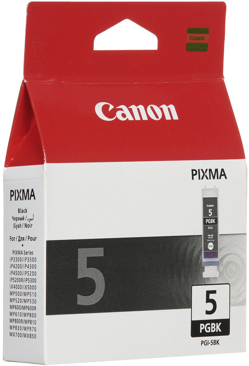 Canon PGI-5BK, Black картридж для струйных МФУ/принтеров0628B024 Canon PGI-5BK, Black картридж для струйных МФУ/принтеров0628B024Canon PGI-5BK - оригинальный струйный картридж Canon для принтеров и МФУ с черными пигментными чернилами.