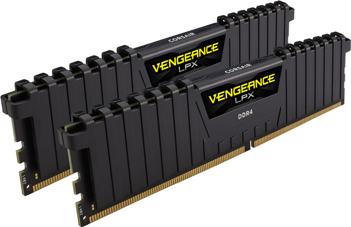 Corsair Vengeance LPX DDR4 2x8Gb 2400 МГц комплект модулей оперативной памяти (CMK16GX4M2A2400C16)CMK16GX4M2A2400C16 Corsair Vengeance LPX DDR4 2x8Gb 2400 МГц комплект модулей оперативной памяти (CMK16GX4M2A2400C16)CMK16GX4M2A2400C16Модули памяти Vengeance LPX разработаны для более эффективного разгона процессора. Теплоотвод выполнен из чистого алюминия, что ускоряет рассеяние тепла, а восьмислойная печатная плата значительно эффективнее распределяет тепло и предоставляет обширные возможности для разгона. Каждая интегральная микросхема проходит индивидуальный отбор для определения уровня потенциальной производительности. Форм-фактор DDR4 оптимизирован под новейшие материнские платы серии Intel X99/100 Series и обеспечивает повышенную частоту, расширенную полосу пропускания и сниженное энергопотребление по сравнению с модулями DDR3. В целях обеспечения стабильно высокой производительности модули Vengeance LPX DDR4 проходят тестирование совместимости на материнских платах серии X99/100 Series. Имеется поддержка XMP 2.0 для удобного разгона в автоматическом режиме. Максимальная степень разгона ограничивается рабочей температурой. Уникальный дизайн теплоотвода Vengeance LPX...