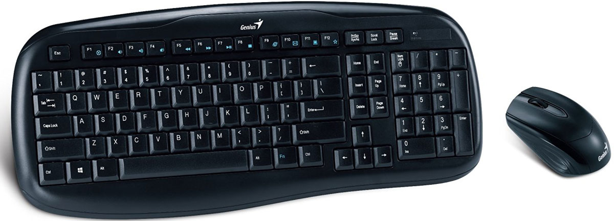 Genius Combo KB-8000X, Black клавиатура + мышь31340005103 Genius Combo KB-8000X, Black клавиатура + мышь31340005103Комплект Genius Combo KB-8000X состоит из беспроводной клавиатуры и оптической мыши. Низкопрофильные клавиши обеспечивают максимальный комфорт при наборе текста. Клавиатура сконструирована таким образом, что ей неопасны случайно разлитые напитки, чашку можно ставить рядом с ней и не беспокоиться. Мышь с оптическим сенсором 1200 точек на дюйм обеспечивает плавное перемещение курсора. Эргономичная форма подойдет для работы как правой, так и левой рукой.