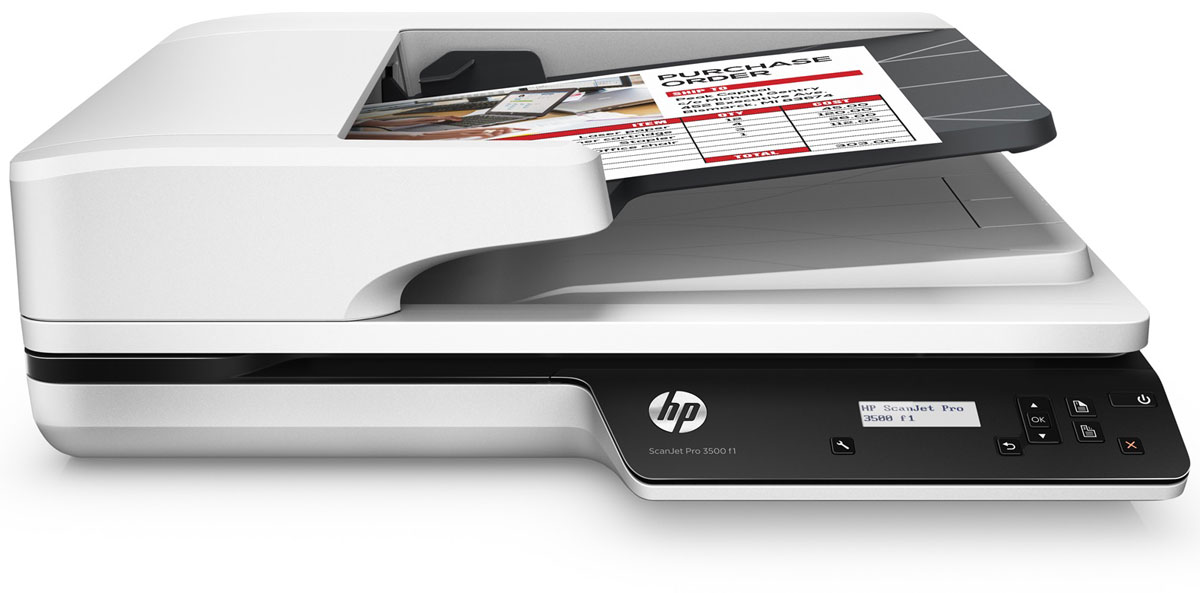 HP ScanJet Pro 3500 f1 сканер (L2741A)L2741A HP ScanJet Pro 3500 f1 сканер (L2741A)L2741AHP ScanJet Pro 3500 f1 - надежный высокоскоростной сканер, который может обрабатывать 3000 листов в день, что делает его идеальным решением для сложных проектов. Откройте для себя возможности двустороннего сканирования со скоростью до 50 изображений (25 страниц) в минуту. Оцените преимущества технологии HP EveryPage, которая обеспечивает точную подачу листов и упрощает работу.Быстрое и надежное двустороннее сканированиеФункция двустороннего сканирования позволяет обрабатывать до 50 изображений (25 страниц) в минуту. Устройство обеспечивает надежное сканирование 3000 листов в день. Благодаря технологии HP EveryPage с ультразвуковым датчиком ни одна страница не будет потеряна даже при сканировании большого количества разнородных материалов.Устройство АПД подходит для страниц размером до 21,6 х 309,9 см (8,5 х 122), а планшет позволяет сканировать крупные носители. Избавьте себя от ненужных ожиданий: высокоскоростное подключение USB 3.0 позволяет быстро отправлять отсканированные документы в места назначения.Работайте эффективнее благодаря быстрому и простому сканированиюОпределение профилей сканирования для распространенных типов документов и отправка результатов в несколько мест назначения с помощью программного обеспечения HP Scan.С помощью панели управления с ЖК-экраном можно легко управлять устройством, а также создавать ярлыки для повторяющихся задач, которые позволят выполнять сканирование одним нажатием кнопки. Быстрый обмен и архивирование изображений сканирования непосредственно в популярные облачные хранилища с помощью программы HP Scan.Полнофункциональный драйвер TWAIN позволяет сканировать непосредственно в приложения без необходимости сторонних программ.Разрешение до 1200 dpi обеспечивает четкое и реалистичное воспроизведение документов, графиков и фотографий. Функция сканирования книг предотвращает появление искаженного текста даже вблизи переплета. Функции автоматической обработки изображений входящего в комплект программного обеспечения HP Scan позволяют улучшать качество сканирования и удалять пустые страницы.