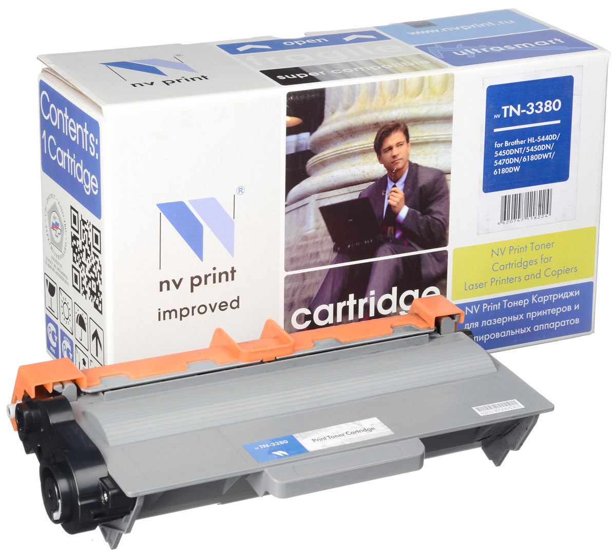 NV Print TN3380, Black тонер-картридж для Brother HL-5440D/5450DN/5470DW/6180DW/DCP8110/8250/MFC8520/8950NV-TN3380 NV Print TN3380, Black тонер-картридж для Brother HL-5440D/5450DN/5470DW/6180DW/DCP8110/8250/MFC8520/8950NV-TN3380Совместимый лазерный картридж NV Print TN3380 для печатающих устройств Brother - это альтернатива приобретению оригинальных расходных материалов. При этом качество печати остается высоким. Картридж обеспечивает повышенную чёткость чёрного текста и плавность переходов оттенков серого цвета и полутонов, позволяет отображать мельчайшие детали изображения. Лазерные принтеры, копировальные аппараты и МФУ являются более выгодными в печати, чем струйные устройства, так как лазерных картриджей хватает на значительно большее количество отпечатков, чем обычных. Для печати в данном случае используются не чернила, а тонер.