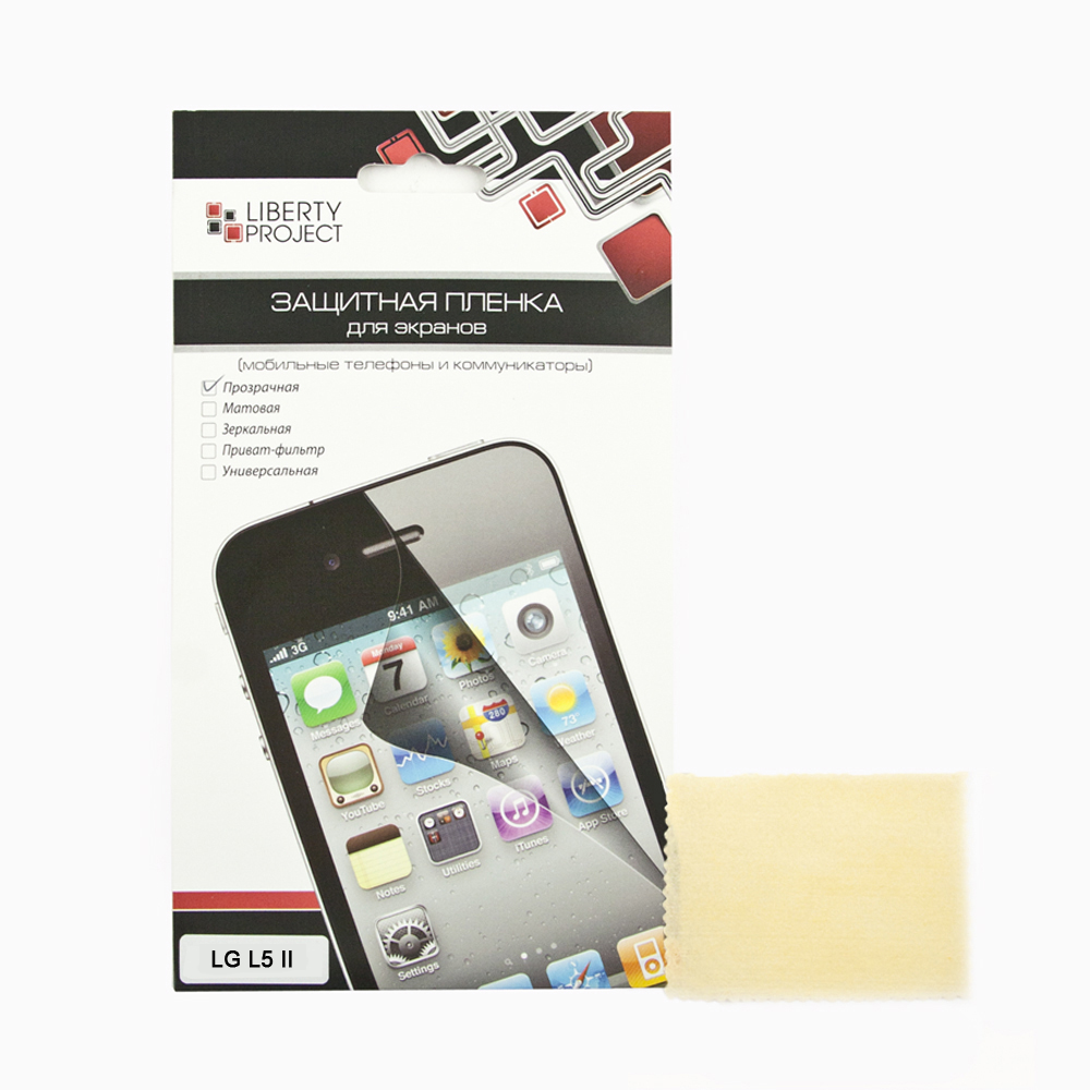 Liberty Project защитная пленка для LG L5 II, прозрачнаяSM001355 Liberty Project защитная пленка для LG L5 II, прозрачнаяSM001355Защитная пленка Liberty Project предназначена для защиты поверхности экрана LG L5 II, от царапин, потертостей, отпечатков пальцев и прочих следов механического воздействия. Структура пленки позволяет ей плотно удерживаться без помощи клеевых составов и выравнивать поверхность при небольших механических воздействиях. Пленка практически незаметна на экране смартфона и сохраняет все характеристики цветопередачи и чувствительности сенсора. На защитной пленке есть все технологические отверстия.