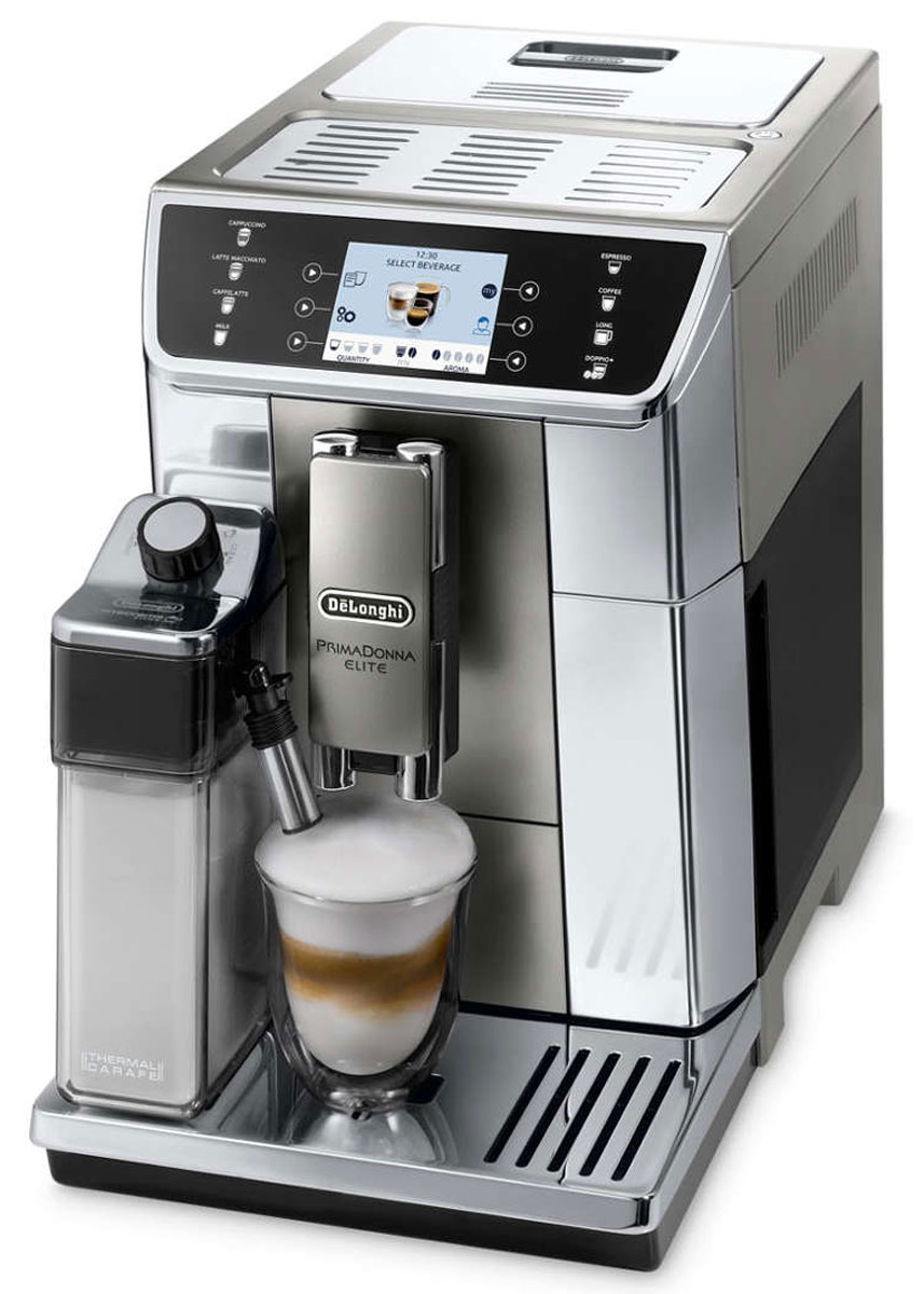 DeLonghi PrimaDonna Elite ECAM 650.55.MS кофемашина0132217029 DeLonghi PrimaDonna Elite ECAM 650.55.MS кофемашина0132217029Наслаждайтесь простотой использования и функциональностью уникальных кофемашин DeLonghi Primadonna Elite. Идеальное сочетание динамичного дизайна, уникальных технологий приготовления кофе и простоты использования. PrimaDonna Elite - это новое поколение автоматических кофемашин DeLonghi, способных удовлетворить желания самого взыскательного любителя кофе. Кофемашина PrimaDonna Elite воплощает в себе весь накопленный опыт, ноу-хау и технологии от мирового лидера среди кофемашин для приготовления эспрессо. Мелкий равномерный помол является обязательным условием получения наилучшего вкуса и аромата. Стальные кофемолки конической формы от компании DeLonghi настраиваются со 100% точностью и проходят проверку, чтобы обеспечивать получение безупречного помола. Степень помола регулируется вручную в соответствии с вашими личными предпочтениями и особенностями кофейного бленда. Обязательным условием получения и сохранения истинного вкуса...