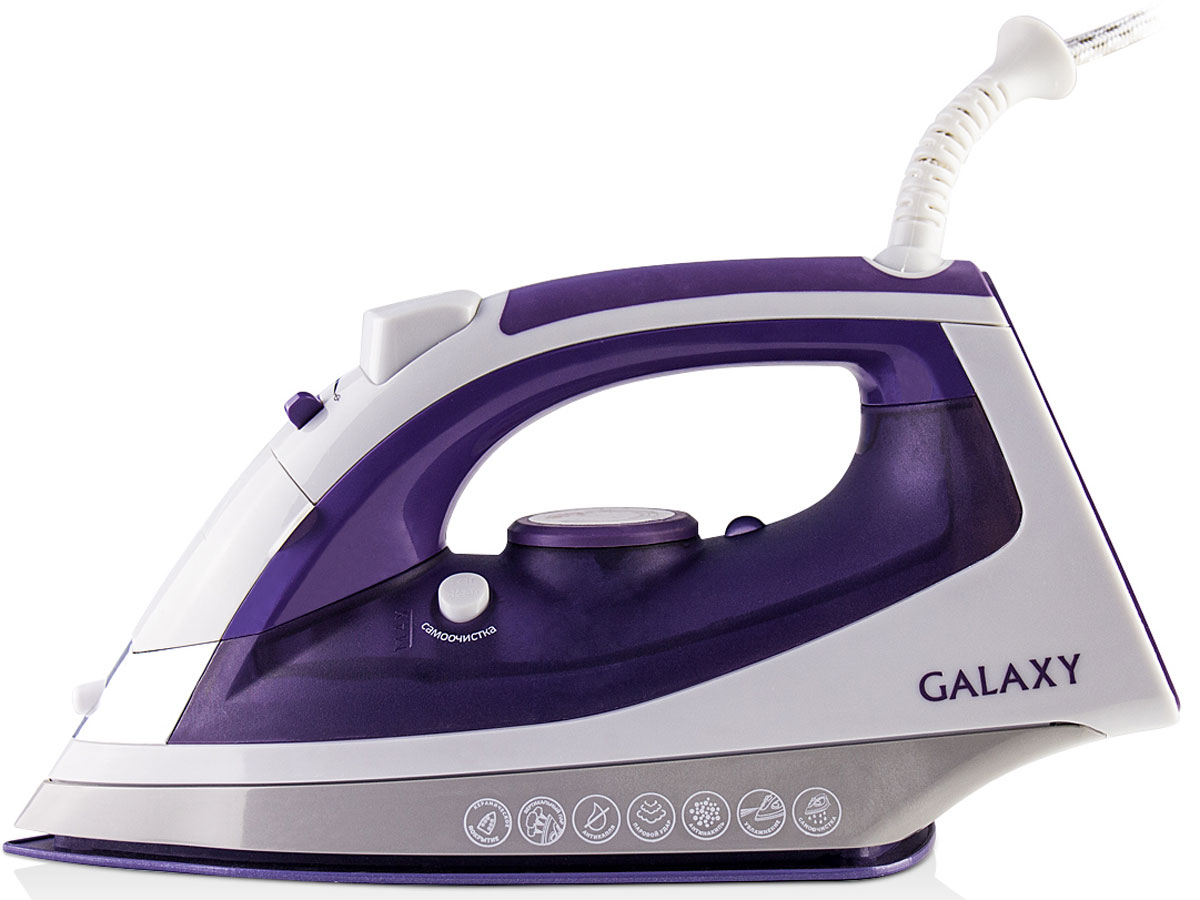 Galaxy GL 6111 утюг4630003365095 Galaxy GL 6111 утюг4630003365095Современный утюг Galaxy GL 6111 облегчает уход за одеждой и безусловно порадует вас своими поистине безграничными возможностями. Ультрагладкая подошва утюга GL 6111 с керамическим покрытием обеспечивает идеальное скольжение и избавит ваши вещи даже от самых сложных складок. Прибор обладает всеми необходимыми характеристиками для отличного результата: сухое глажение, отпаривание с регулировкой, функция разбрызгивания, возможность вертикального отпаривания. Модель оснащена функциями парового удара и самоочистки, а также системами антикапля и антинакипь. Сетевой шнур длиной 2 метра крепится при помощи шарового механизма, что не позволяет ему запутаться во время эксплуатации. Силиконовый уплотнитель крышки резервуара Индикатор нагрева