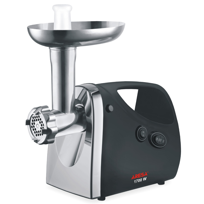 Aresa AR-2102 мясорубкаAR-2102 Aresa AR-2102 мясорубкаAR-2102Мясорубка Aresa AR-2102 имеет надежный прорезиненный пластиковый корпус с металлическим загрузочным лотком. Прибор комплектуется всеми необходимыми аксессуарами для измельчения мясных продуктов: два типа насадок, три решетки и режущий нож. Удобная ручка для переноски, система крепления EasyFix, и нескользящие ножки обеспечивают максимально удобство в процессе эксплуатации. А функция реверса и система защиты двигателя от перегрузки позволят использовать прибор долгое время без риска возникновения неисправностей.