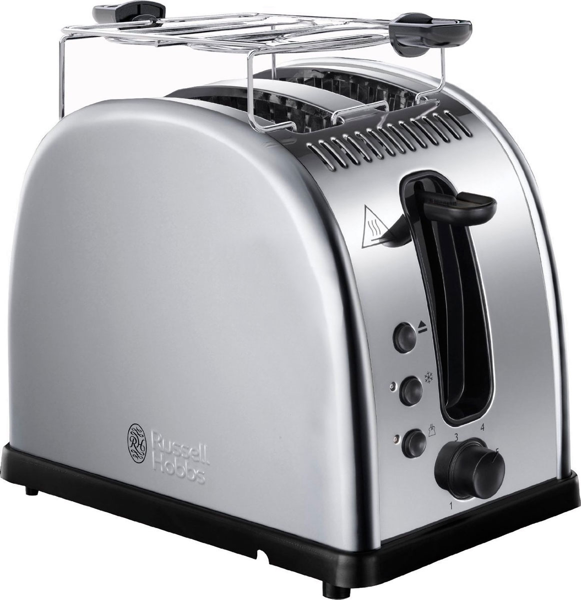 Russell Hobbs 21290-56, Polished тостер21290-56 Russell Hobbs 21290-56, Polished тостер21290-56Мало времени с утра и нет возможности долго готовить любимые тосты? Вам понравится тостер Russell Hobbs 21290-56 с системой быстрого (до 55%) приготовления тостов. Поджаренные ломтики хлеба, так как вы их любите, будут готовы быстро и идеально. Широкие слоты позволят приготовить ломтики различной толщины или другие типы хлеба, допустим, булочки. Тостер Russell Hobbs 21290-56 также обладает функцией разморозки, разогрева и принудительной отмены программы приготовления. Прибор обладает специальным дизайном решетки для разогрева и будет прекрасным подарком для всех любителей поджаренных ломтиков. Решетка для разогрева также поможет сохранить температуру приготовленных ломтиков.