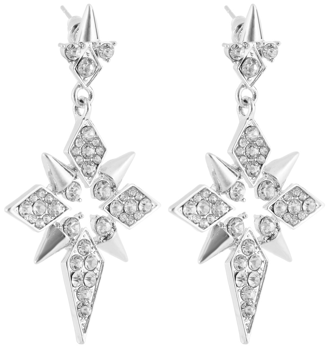 Серьги Vittorio Richi, цвет: серебристый. 91369766vr91369766vr Серьги Vittorio Richi, цвет: серебристый. 91369766vr91369766vrСерьги Vittorio Richi выполнены из металла. Декоративный элемент выполнен в оригинальном дизайне и оформлен вставками из страз. Изделие застегивается с помощью замка-гвоздика с заглушкой.