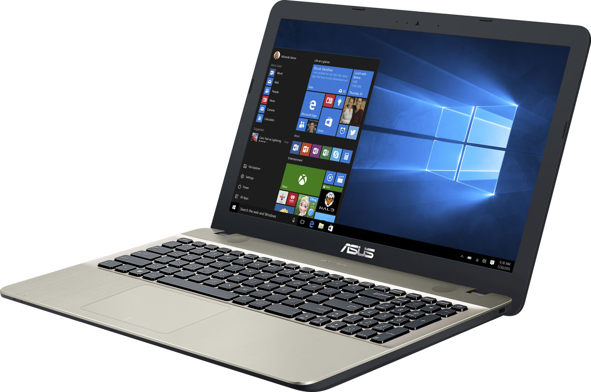 ASUS Vivobook Max X541SA, Chocolate Black (X541SA-XX327T)X541SA-XX327T ASUS Vivobook Max X541SA, Chocolate Black (X541SA-XX327T)X541SA-XX327TAsus Vivobook Max X541SA – это современный ноутбук для ежедневного использования как дома, так и в офисе. В его аппаратную конфигурацию входит современный процессор Intel и 2 гигабайта оперативной памяти, которые обеспечат высокую скорость работы любых приложений. В качестве операционной системы на нем устанавливается Windows 10.Для быстрого обмена данными с периферийными устройствами Vivobook Max X541SA предлагает высокоскоростной порт USB 3.1 (5 Гбит/с), выполненный в виде обратимого разъема Type-C. Его дополняют традиционные разъемы USB 2.0 и USB 3.0. В число доступных интерфейсов также входят HDMI и VGA, которые служат для подключения внешних мониторов или телевизоров, и разъем проводной сети RJ-45. Кроме того, у данной модели имеются кард-ридер формата SD/SDHC/SDXC.Благодаря эксклюзивной аудиотехнологии SonicMaster встроенная аудиосистема ноутбука Vivobook Max X541SA может похвастать мощным басом, широким динамическим диапазоном и точным позиционированием звуков в пространстве. Кроме того, ее звучание можно гибко настроить в зависимости от предпочтений пользователя и окружающей обстановки.Ноутбук Vivobook Max X541SA выполнен в прочном, но легком корпусе весом всего 2 кг, поэтому он не будет обременять своего владельца в дороге, а привлекательный дизайн и красивая отделка корпуса превращают его в современный, стильный аксессуар.Для комфортного чтения электронных книг и журналов в Asus Vivobook Max X541SA реализуется специальный режим Eye Care, в котором уменьшается интенсивность света в синей составляющей видимого спектра.Эргономичная клавиатура этого ноутбука обладает полноразмерными клавишами, каждая из которых наделена оптимизированным сопротивлением нажатию. Ваши руки не устанут даже после долгой работы с текстом.Тачпад, которым оснащается модель X541SA, обладает большой сенсорной панелью и поддерживает множество различных жестов: скроллинг, масштабирование, перетаскивание и т.д. За их корректное и быстрое распознавание отвечает специальная технология ASUS Smart Gesture.Точные характеристики зависят от модификации.Ноутбук сертифицирован EAC и имеет русифицированную клавиатуру и Руководство пользователя.