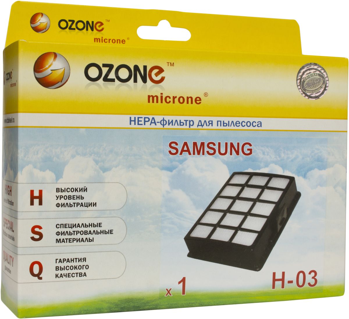 Ozone H-03 HEPA фильтр для пылесоса SamsungH-03 Ozone H-03 HEPA фильтр для пылесоса SamsungH-03HEPA фильтр Ozone microne H-03 высокоэффективной очистки предназначен для завершающей очистки воздуха в помещении, которое требует высокое качество воздуха, например, медицинских помещений. Фильтр состоит из мелкопористых материалов, что служит эффективному задерживанию частиц размером до 0,3 мкм. Фильтры HEPA последнего поколения имеют степень очистки воздуха около 95-97%. Фильтры не подлежат к промывке, а значит, они являются одноразовыми.